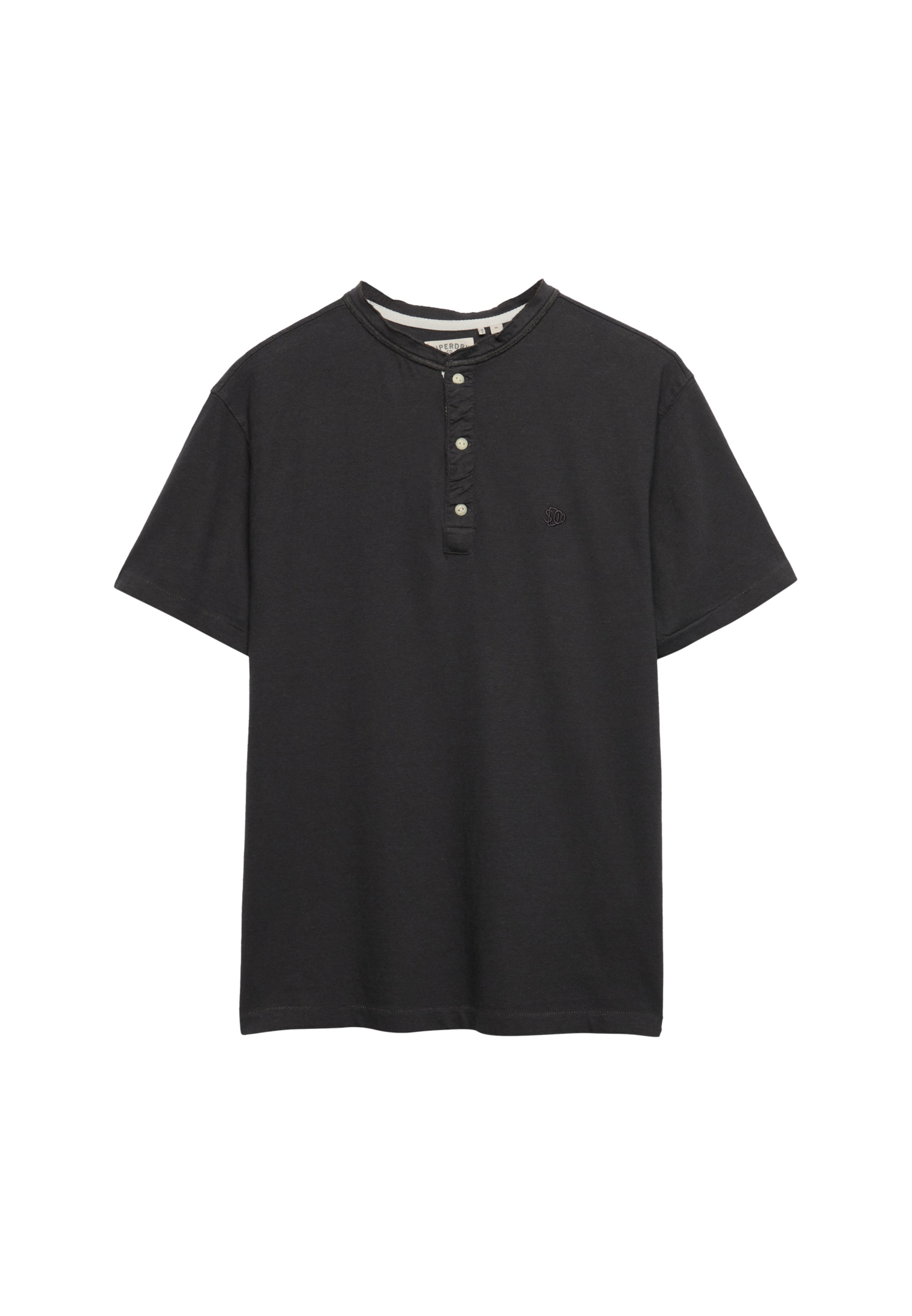 Superdry T-Shirt »CLASSIC COTTON LIN SS GRANDAD« mit Markenlabel, aus Baumwolle und Leinen, in Single Jersey, Kurzarm