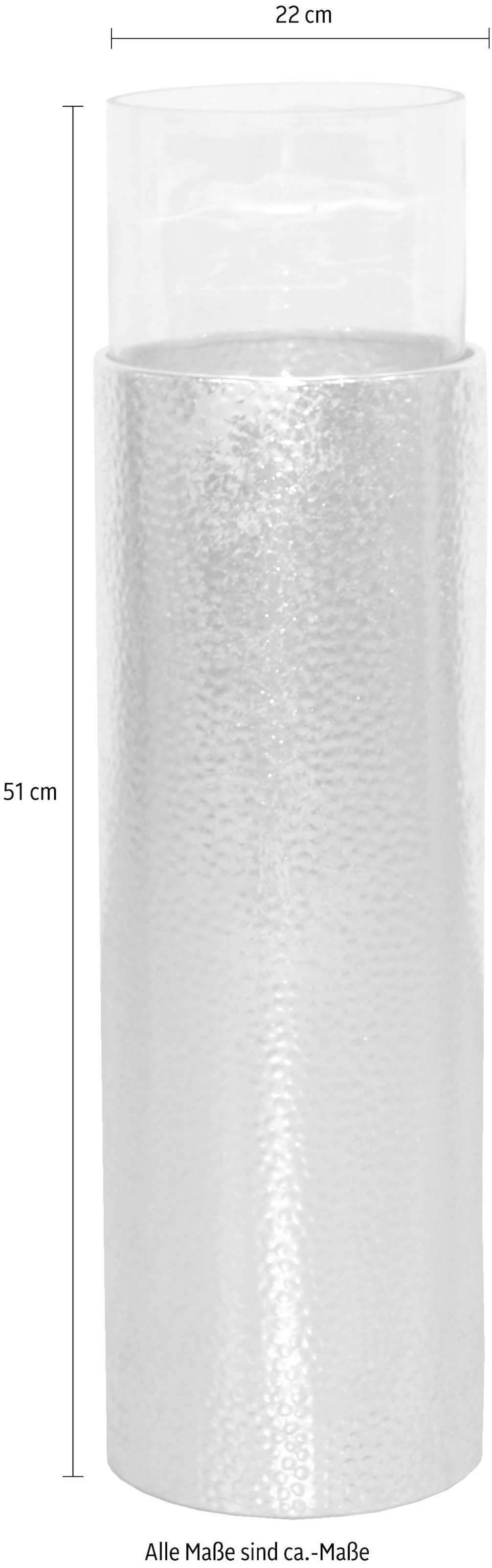 Home affaire Windlicht, (1 St.), Bodenwindlicht, aus Metall, mit Glaseinsatz, ideal für Stumpenkerzen