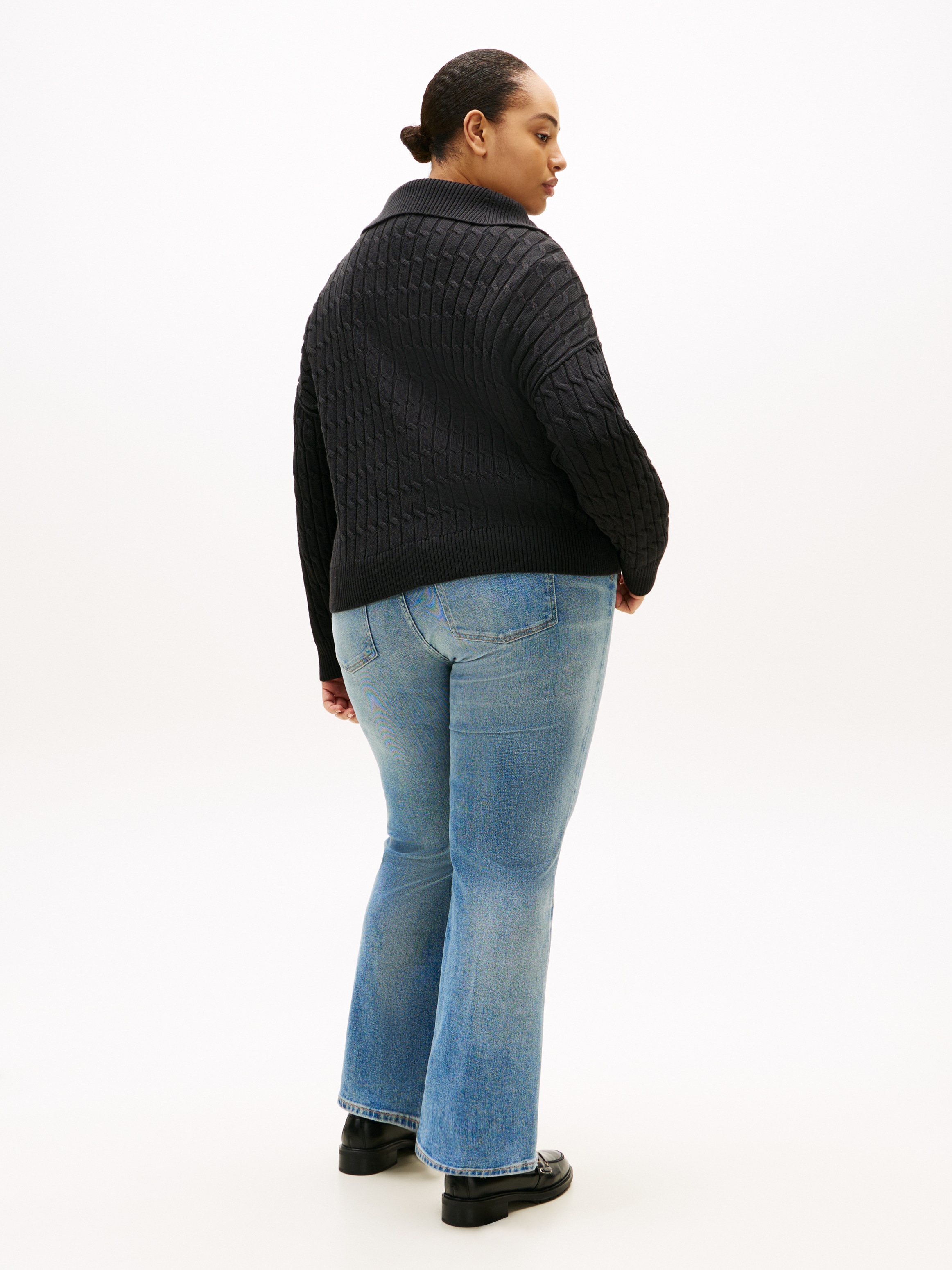 Tommy Hilfiger Curve Troyer »CRV CO CABLE MID GG 1/2 ZIP SWT« in grossen Grössen, mit Zopfmuster