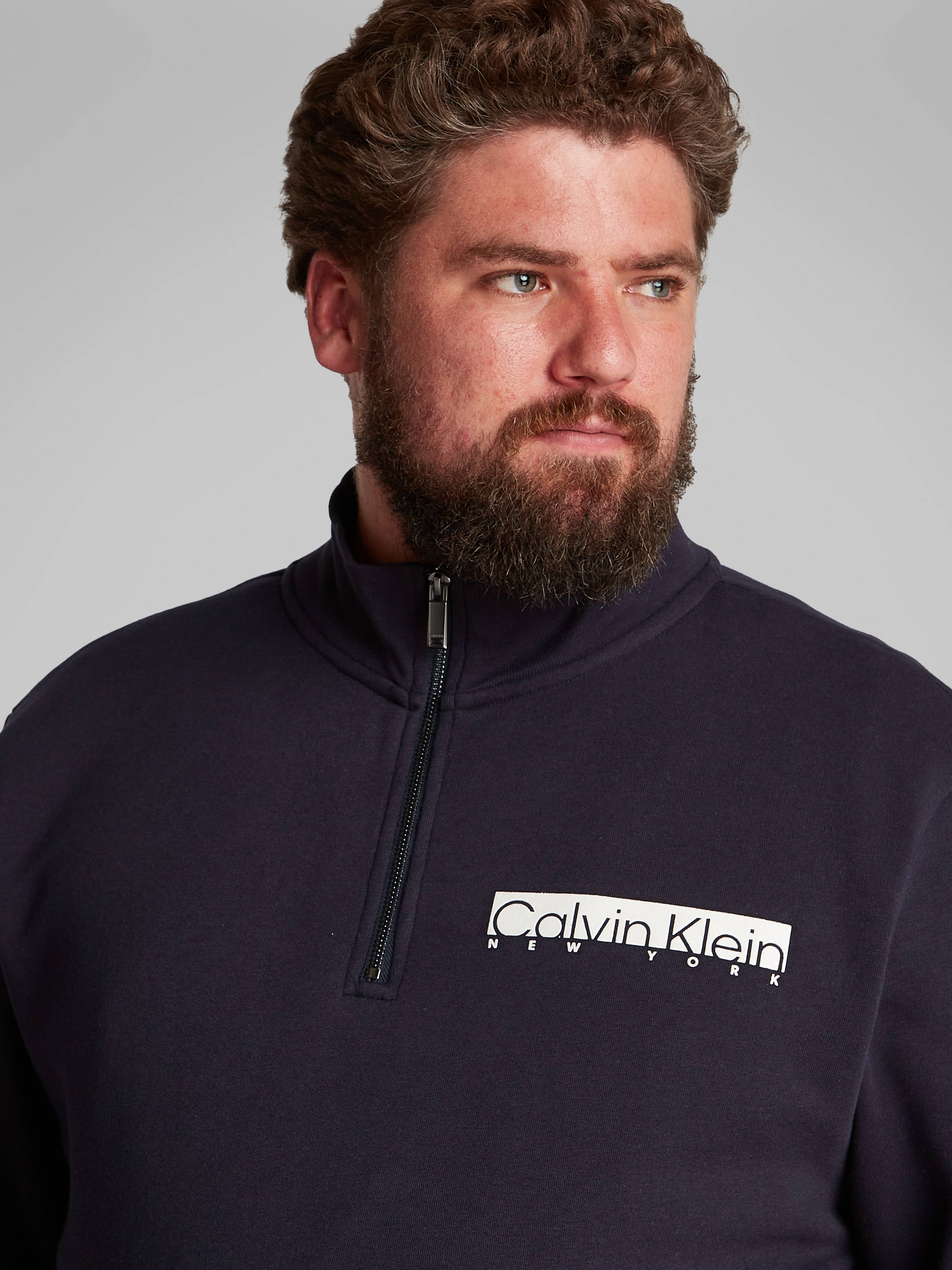 Calvin Klein Big&Tall Sweatshirt »BT_NY CHEST BOX LOGO Q-ZIP«, in Grossen Grössen mit Logoprint