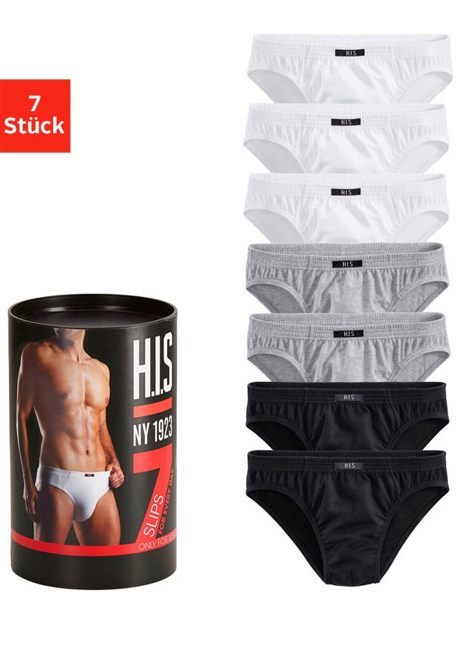 Image of H.I.S Slip "Unterhosen für Herren" Dose, 7 Stk. aus Baumwoll-Mix in einer Dose verpackt