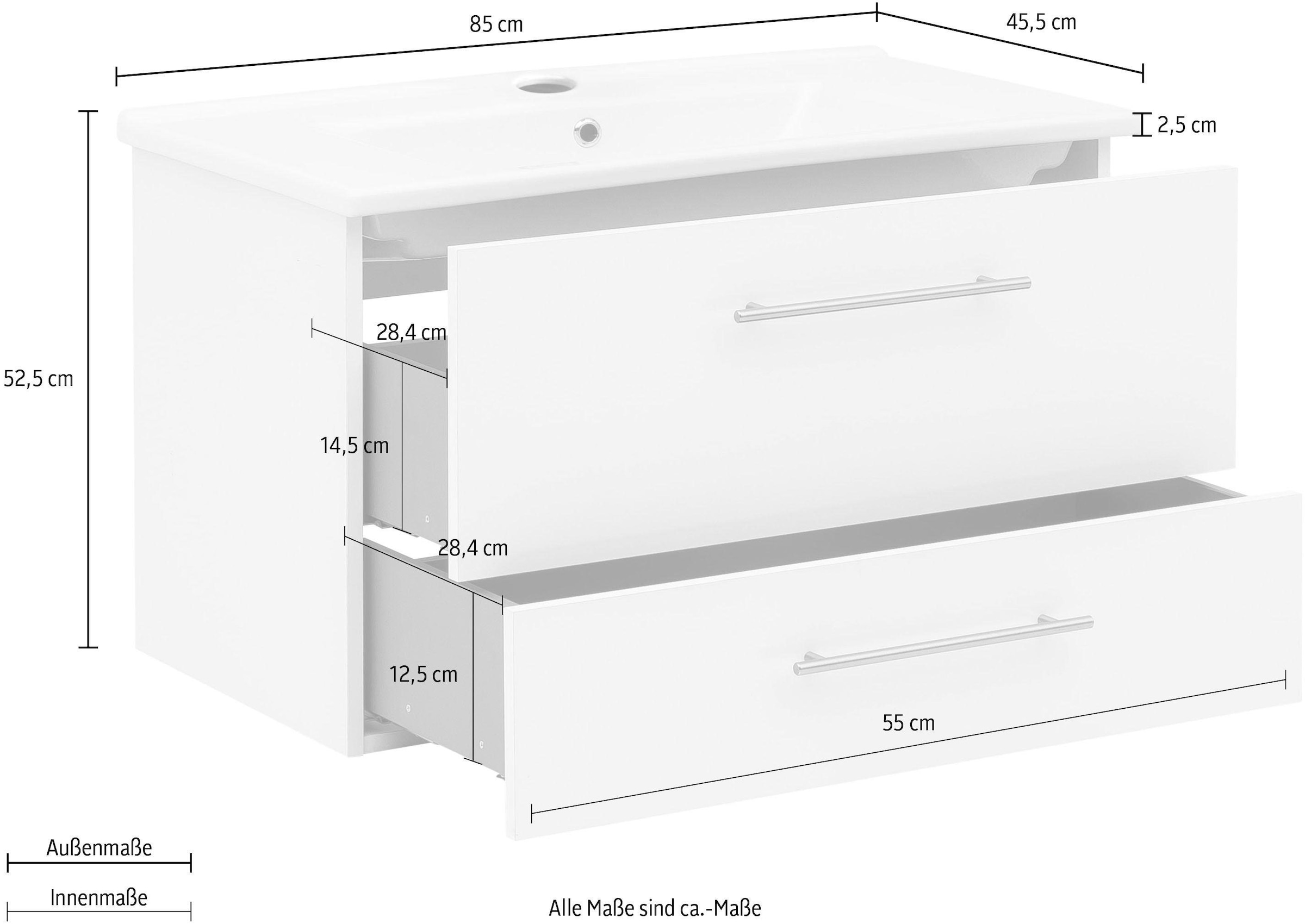 Schildmeyer Waschtisch »Basic«, mit Keramikbecken