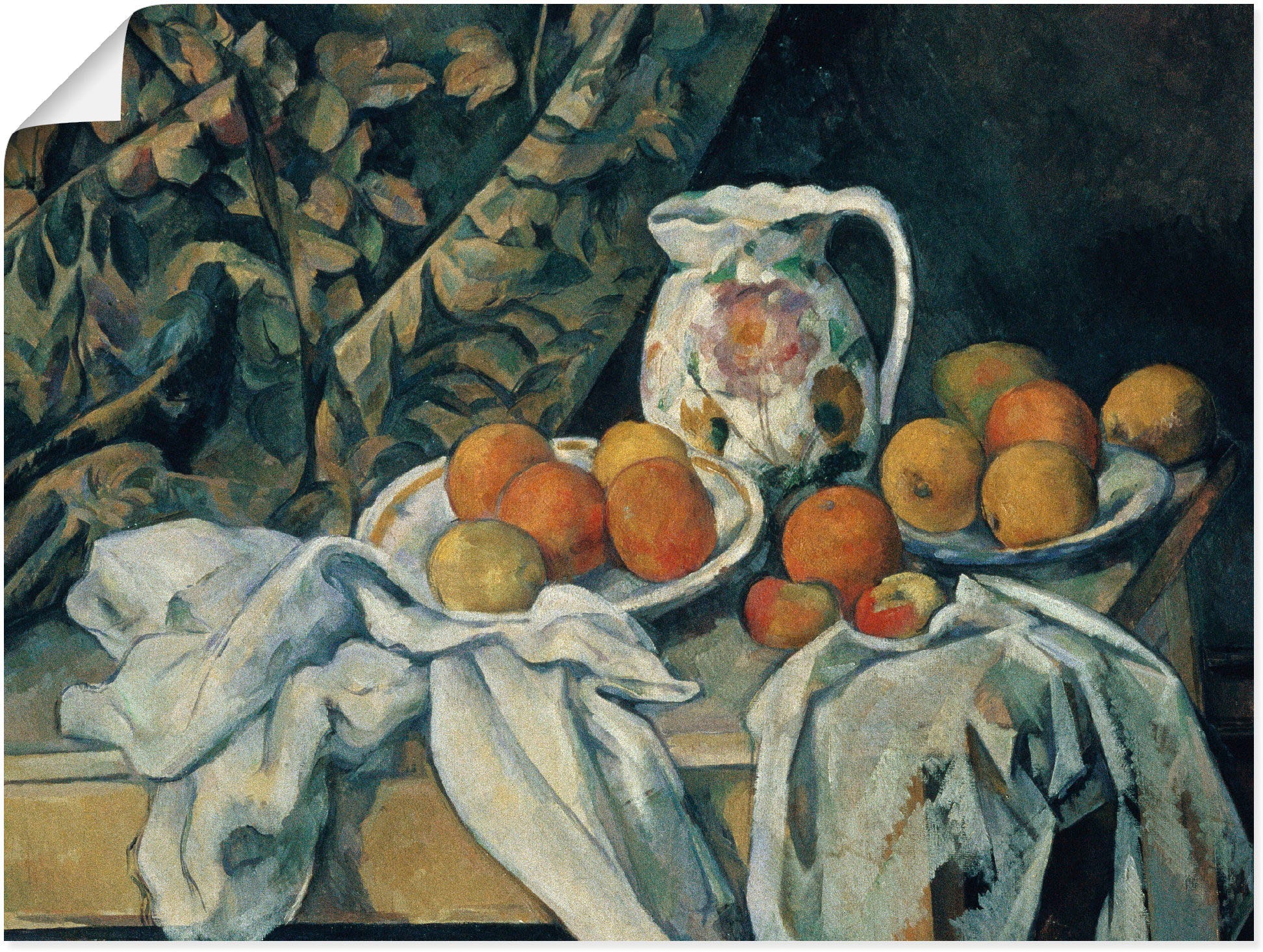 Image of Artland Wandbild »Stillleben mit Pfirsichen und Flaschen«, Arrangements, (1 St.), in vielen Grössen & Produktarten -Leinwandbild, Poster, Wandaufkleber / Wandtattoo auch für Badezimmer geeignet bei Ackermann Versand Schweiz