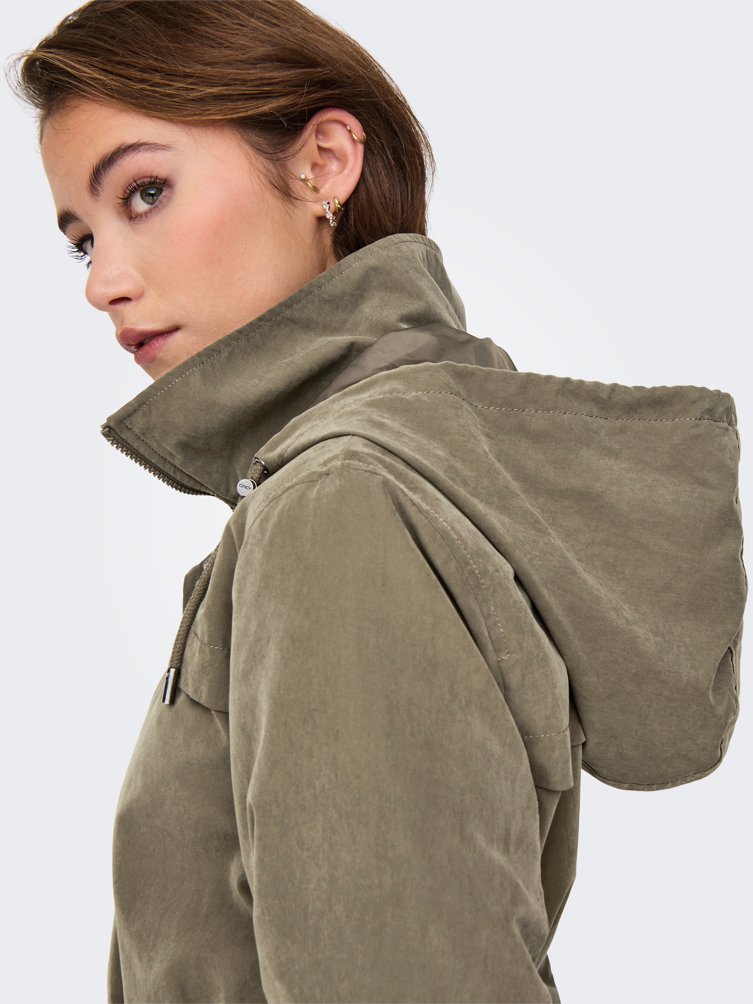ONLY Parka »ONLNEWSTARLINE SPRING JACKET CC OTW« mit Kapuze mit durchgehendem und verdecktem Reissverschluss