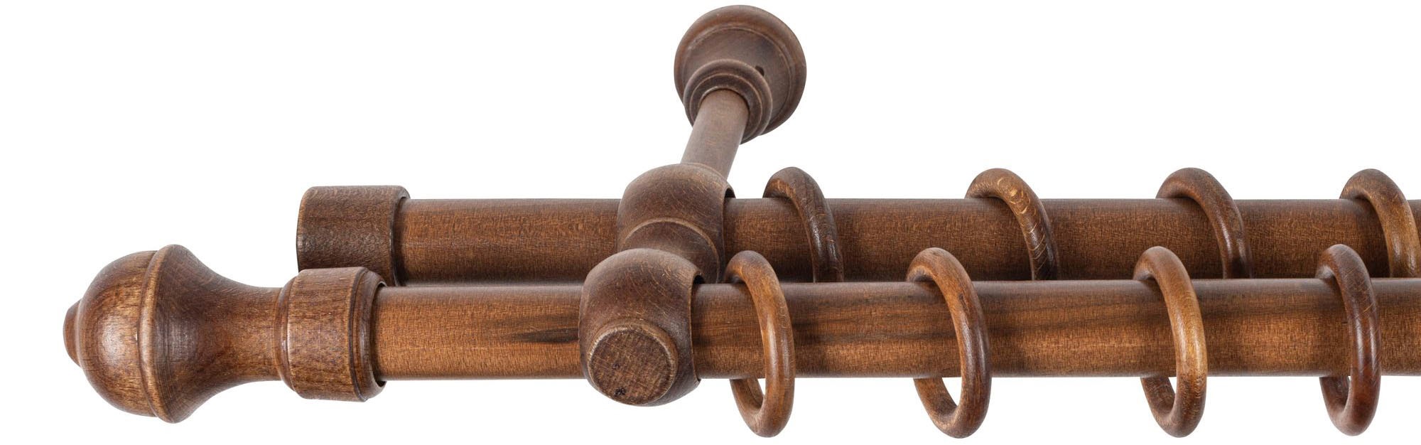 SN DECO GROUP Gardinenstange »Ares«, 2 läufig-läufig, Fixmass, 28 mm, Holz, verschiedene Längen und Farben, Komplettset