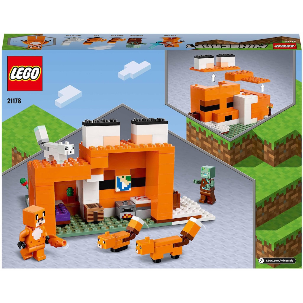 LEGO® Konstruktionsspielsteine »Die Fuchs-Lodge (21178), LEGO® Minecraft™«, (193 St.)