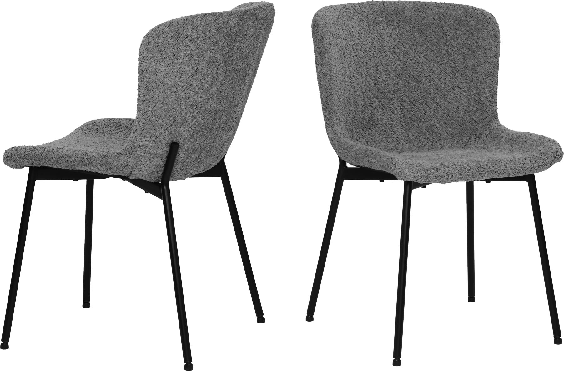 Image of SIT 4-Fussstuhl "Manila 2er-Set Bouclé Esszimmerstühle mit Metallgestell skandinavisch" (Set) 2 Stk.Öko-Tex Bouclé-Bezug & schwarze Metallbeine im Scandi-Look