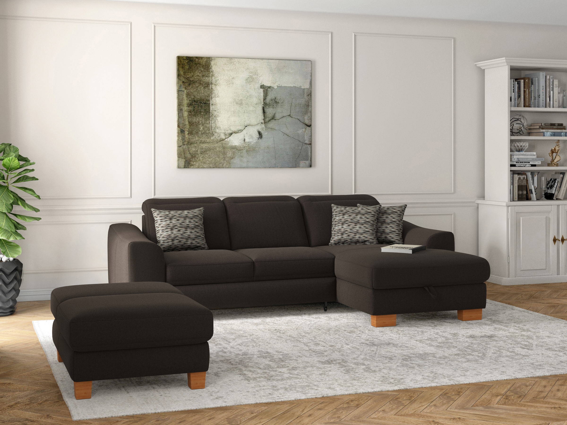 sit&more Polsterhocker »Dundee« mit Klappfunktion, Federkern und hochwertigen Massivholzfüssen
