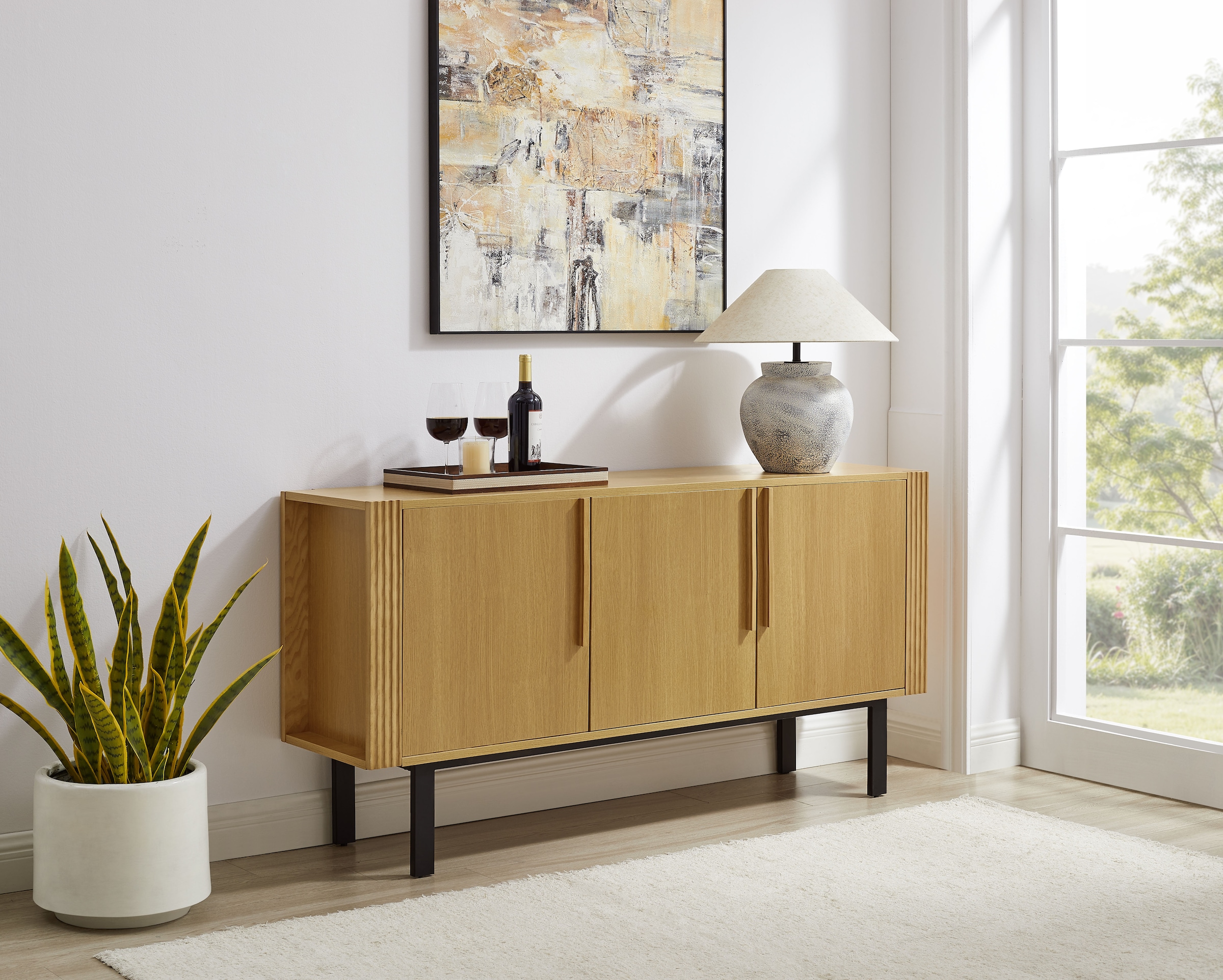 GOODproduct Sideboard »Stiven« Eukalyptus und Esche, kombiniert mit Melamin, MDF und ABS-Kunststoff