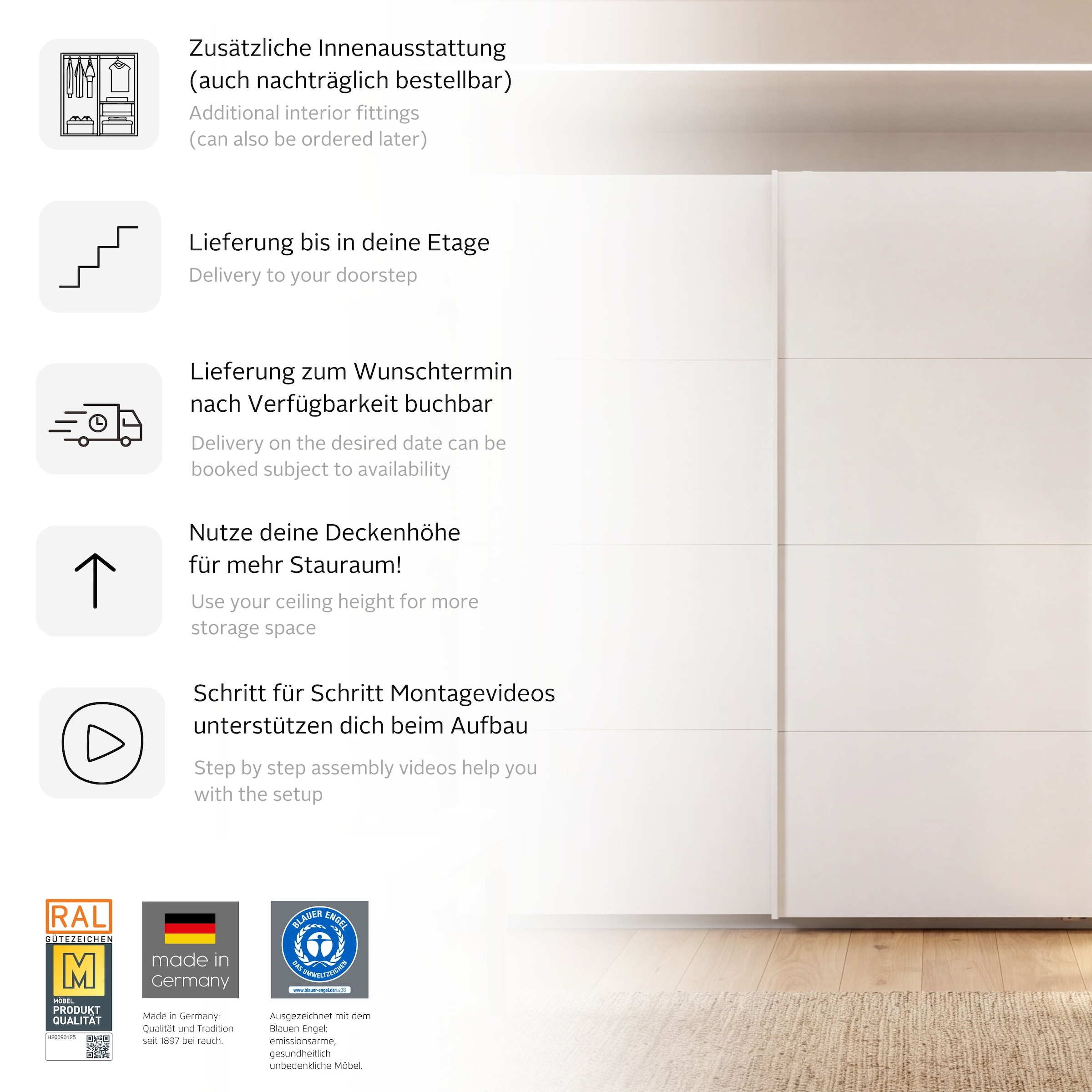 GOODproduct Kleiderschrank »Mehrzweckschrank Aktenschrank Möbel Mietswohnung TOPSELLER OTELI« 3 Ausstattungen BASIC/CLASSIC/PREMIUM (inkl. SOFT-CLOSE-FUNKTION),  Breiten 203/271/315/360 cm Höhen 210/229 cm MADE IN GERMANY
