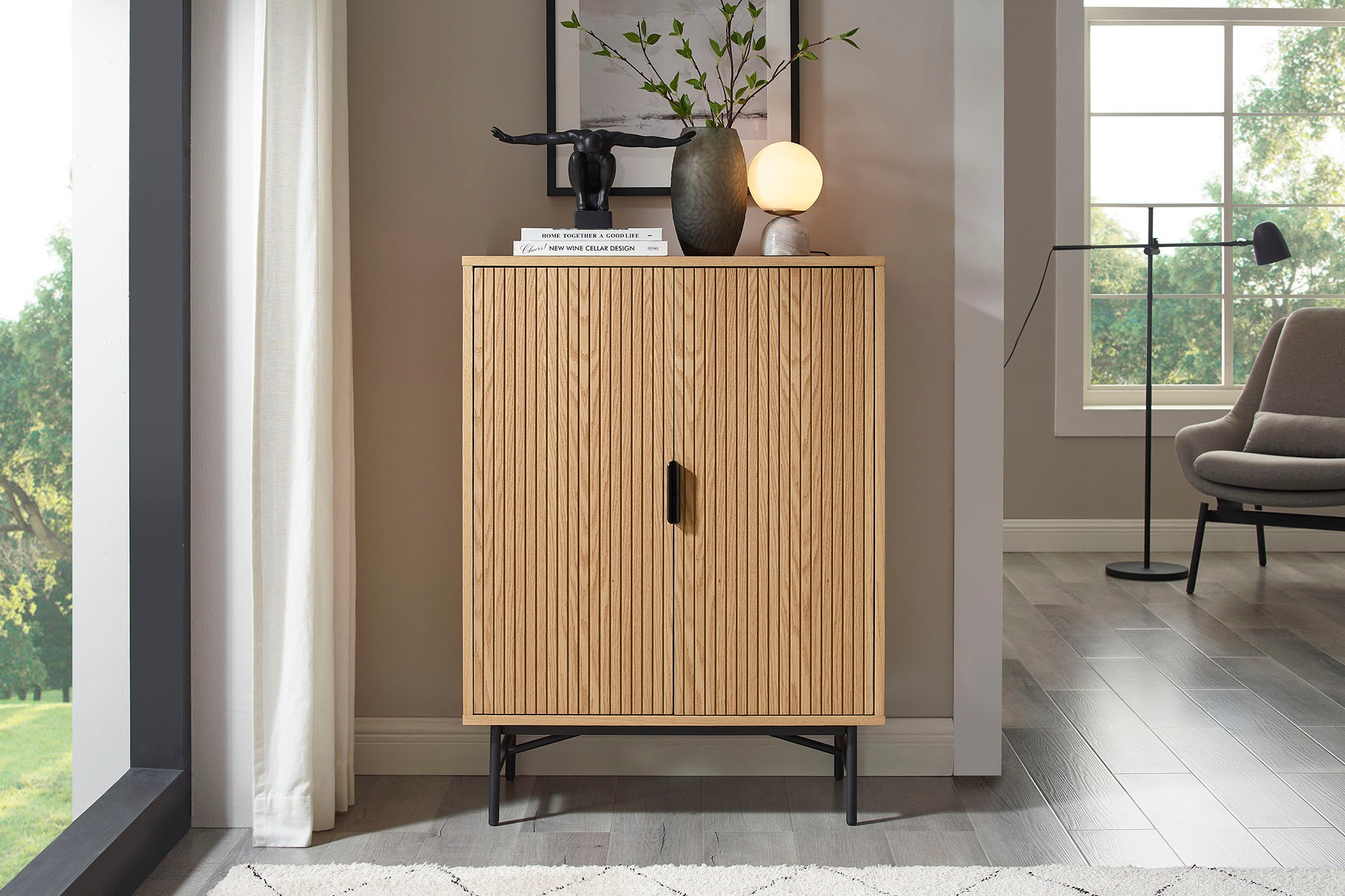 Image of SalesFever Kommode "Visby Stilvolles Sideboard für den Wohnbereich" Eiche Echtholzfurnier