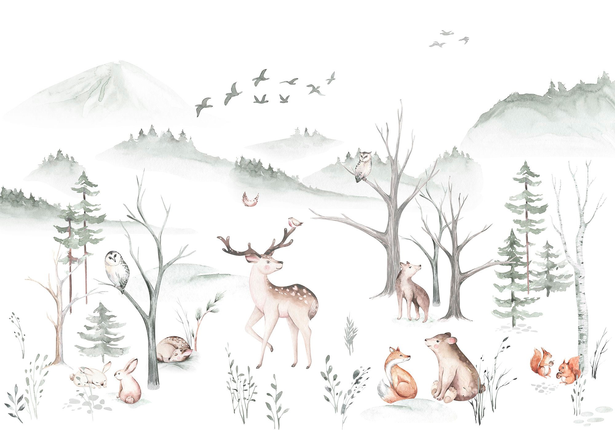 Image of Komar Vliestapete "Digitaldruck Vlies - Cozy Woods - Grösse 400 x 280 cm" bedruckt glatt Kinderzimmer