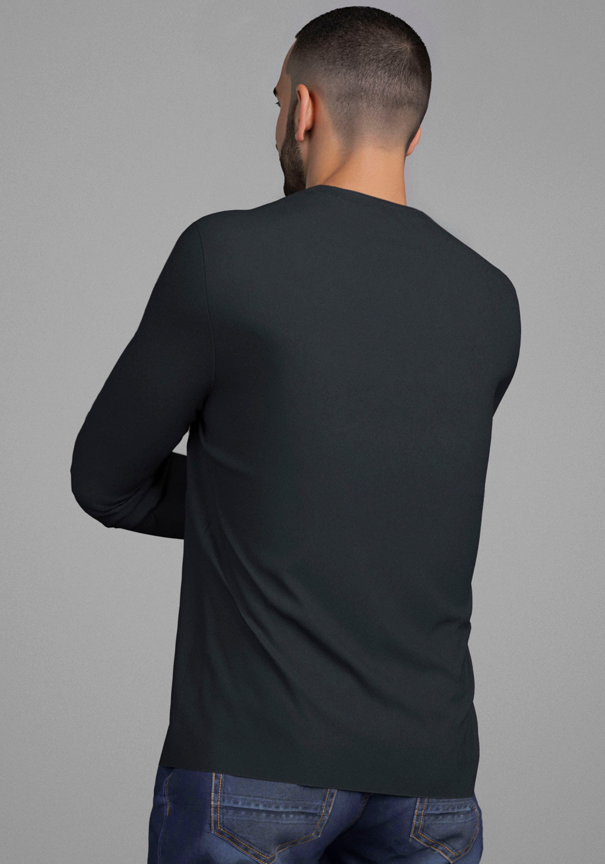 Bruno Banani Langarmshirt, schmal geschnitten, mit Marken Aufdruck
