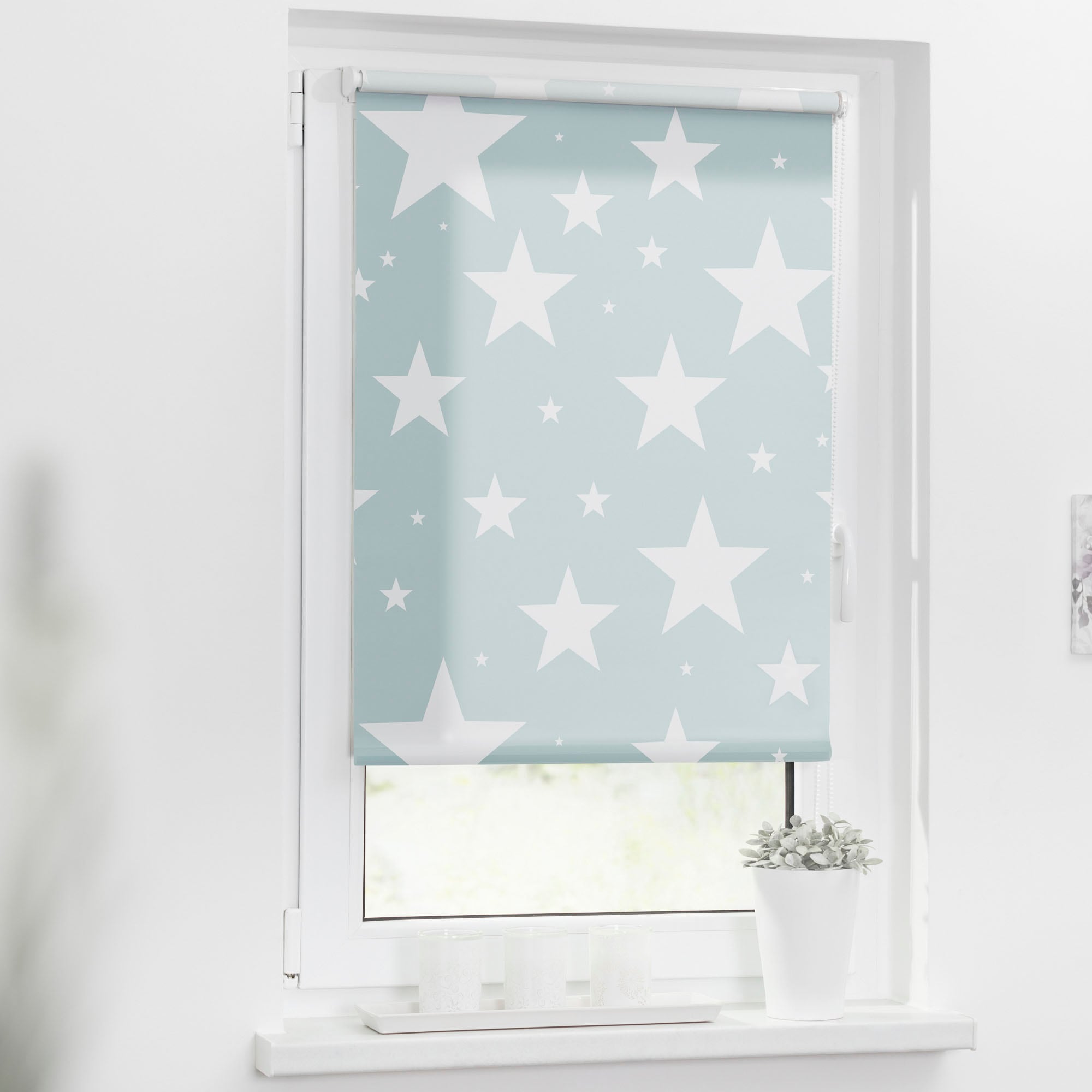 LICHTBLICK ORIGINAL Store à tirage latéral »Rollo Klemmfix, ohne Bohren, blickdicht, Sterne« blickdicht freihängend