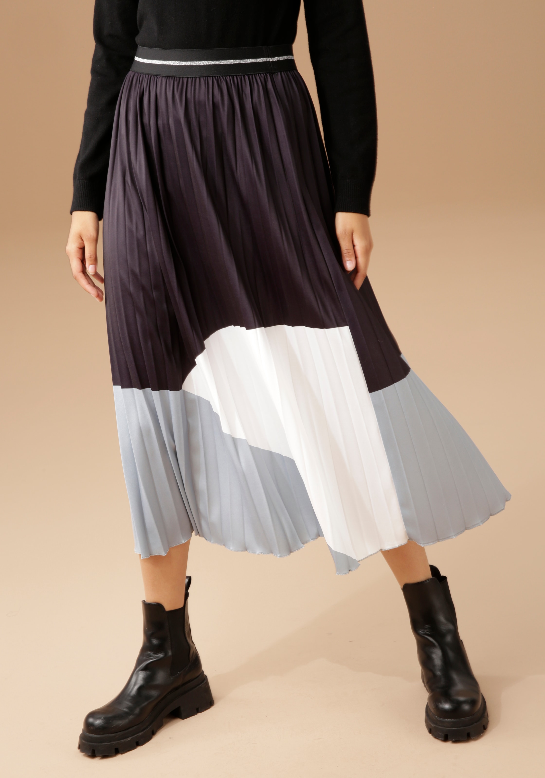 Aniston CASUAL Plisseerock, im interessantem Colorblocking kaufen