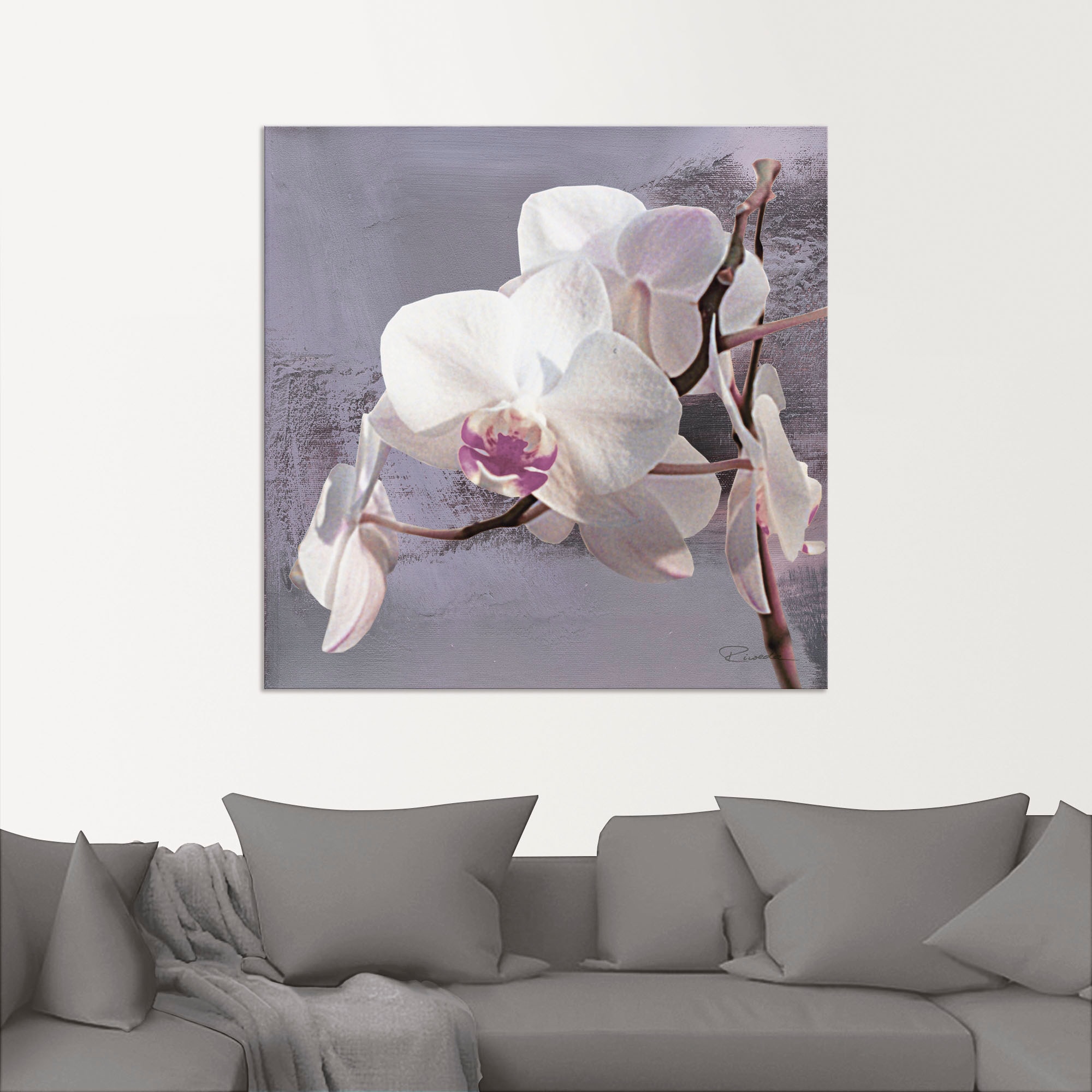 Artland Wandbild »Orchideen vor Violett I«, Blumen, (1 St.), als Alubild, Outdoorbild, Leinwandbild, Poster, Wandaufkleber