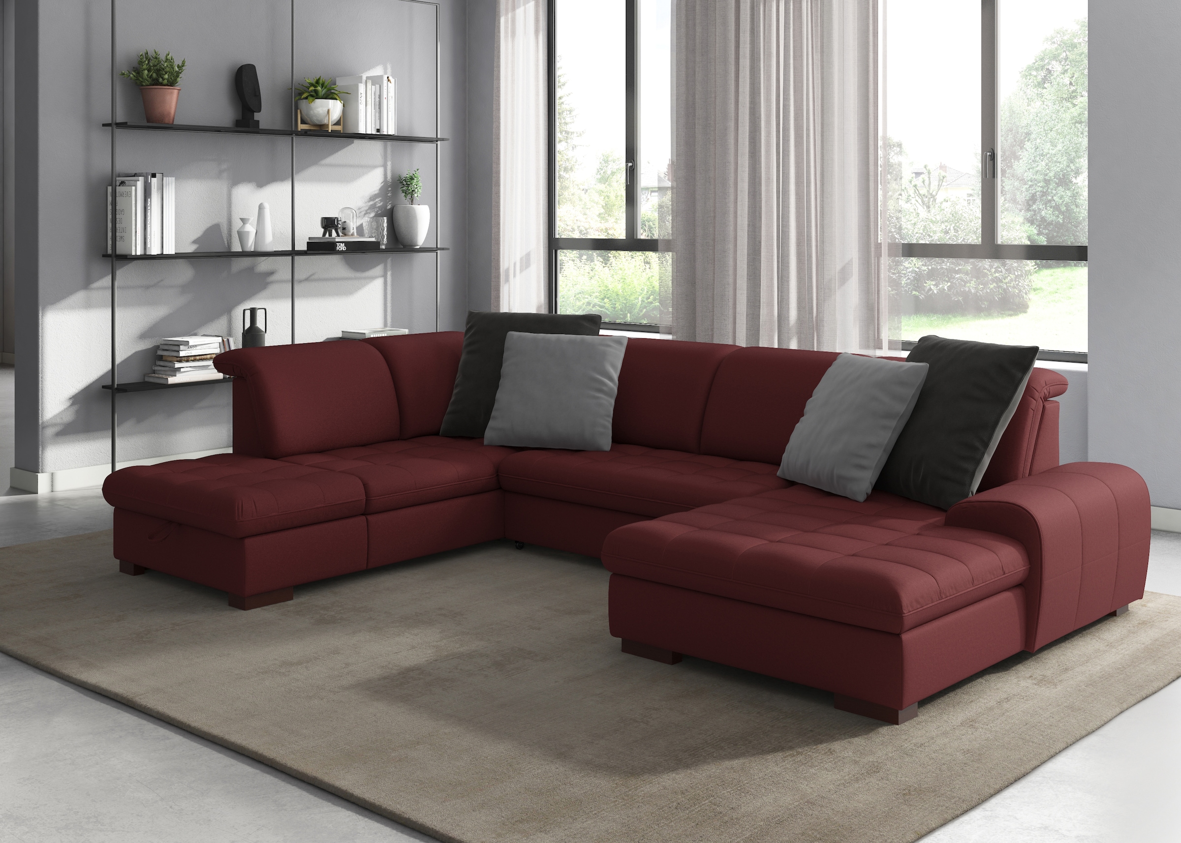 sit&more Wohnlandschaft »Luxor U-Form« wahlweise mit Bettfunktion, Bettkasten und Kopfteilverstellung