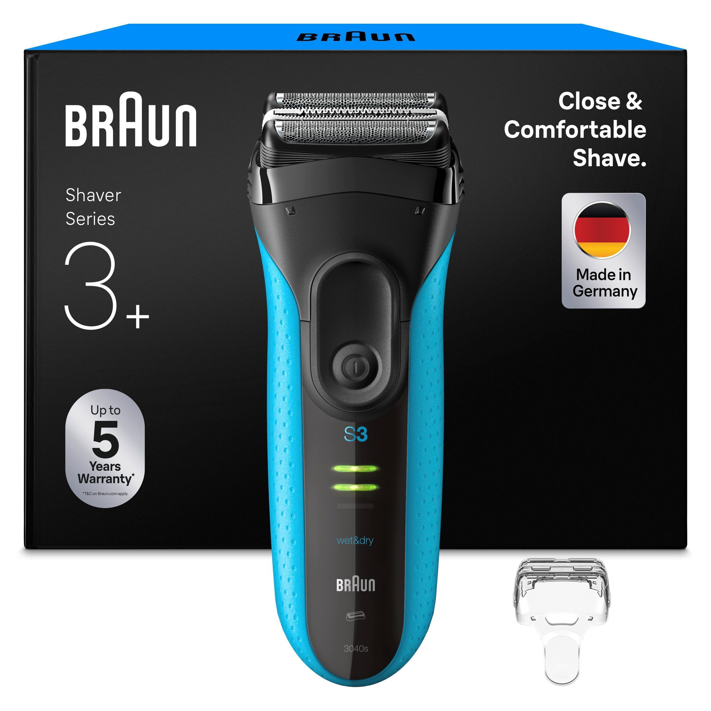 Image of Braun Elektrorasierer "Series 3+ 3040s" 3 flexible Klingen, effizienter MicroComb Mitteltrimmer