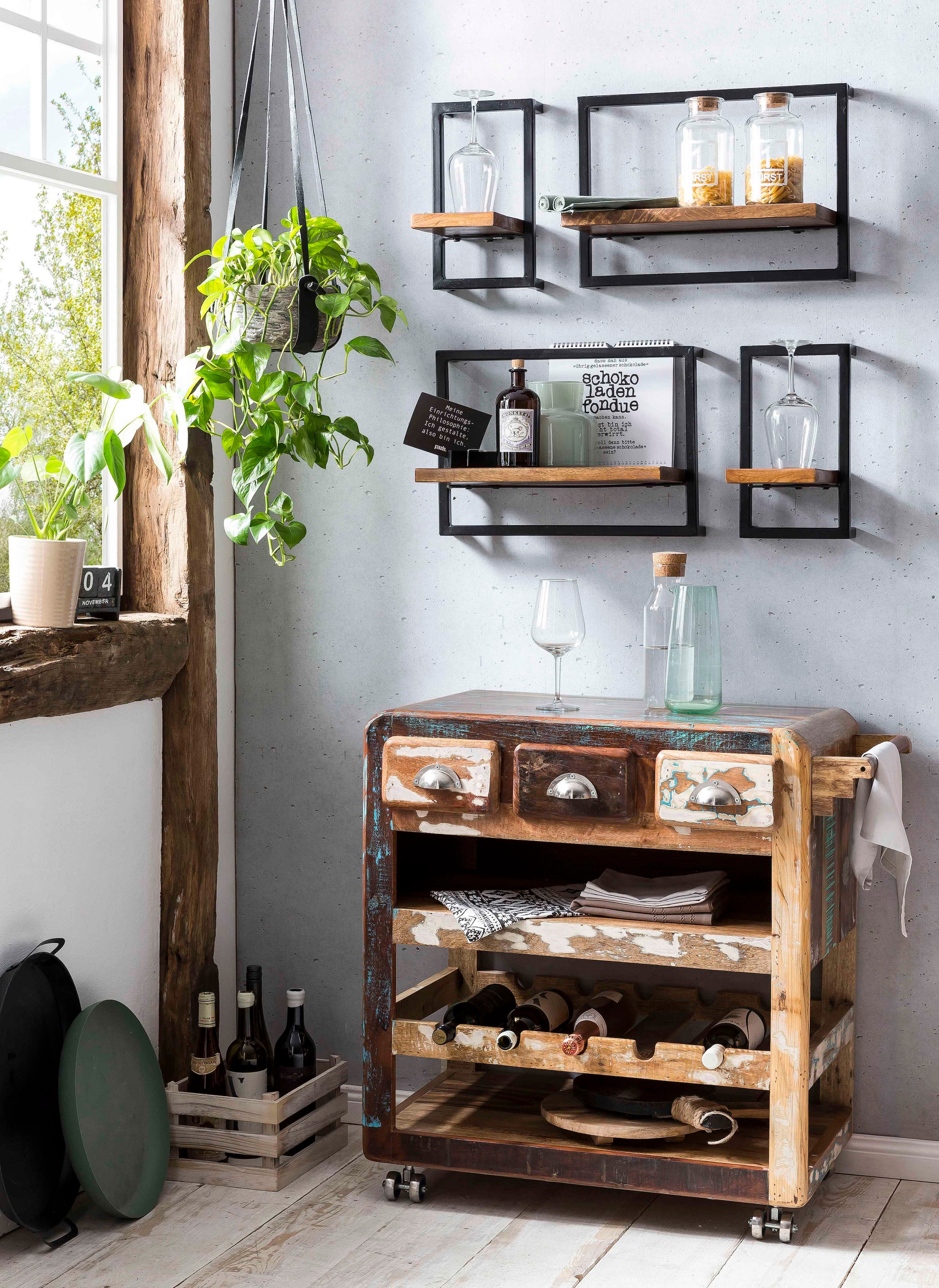 Küchenwagen »Fridge«, Chic, aus recyceltem Vintage Altholz, SIT Shabby kaufen