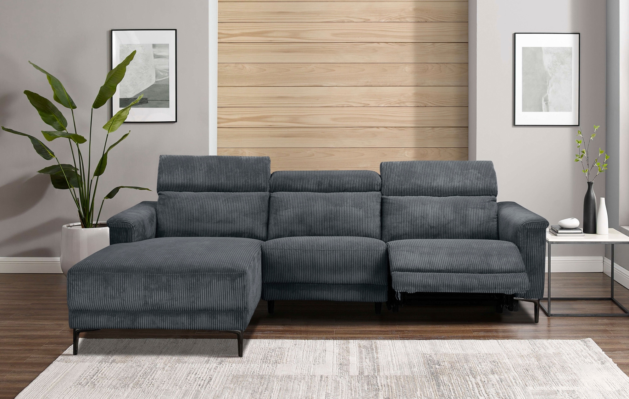 Home affaire Ecksofa »LUND Cord, L-Form, 261 cm, man. o. elektr. Relaxfunktion (mit USB-A)« USB-C bei elektrischer Variante und Kopfteilverstellung