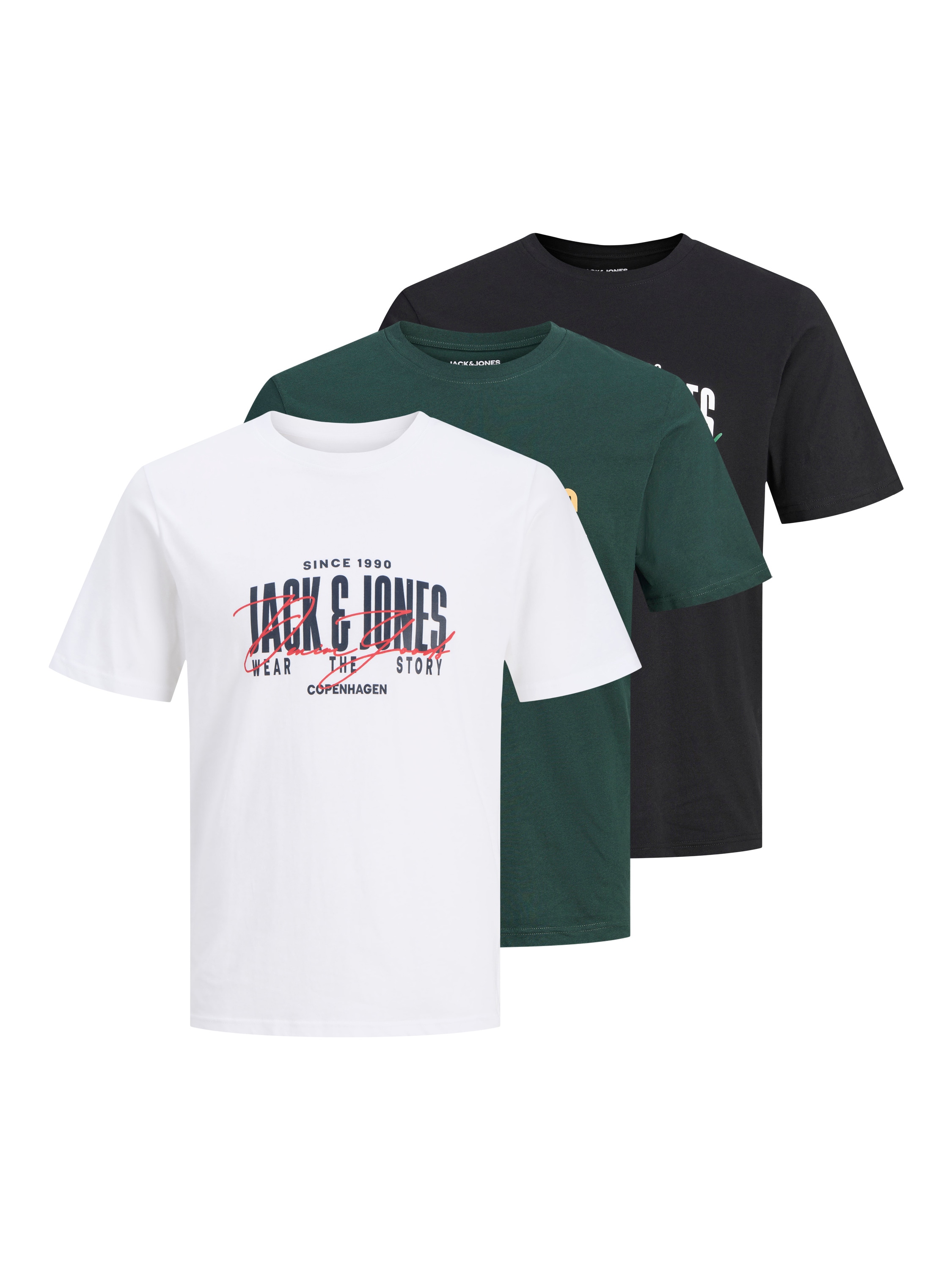Image of Jack & Jones Rundhalsshirt "JJAERO TEE SS CREW NECK 3PK MP" Packung, 3 Baumwolle, regular fit