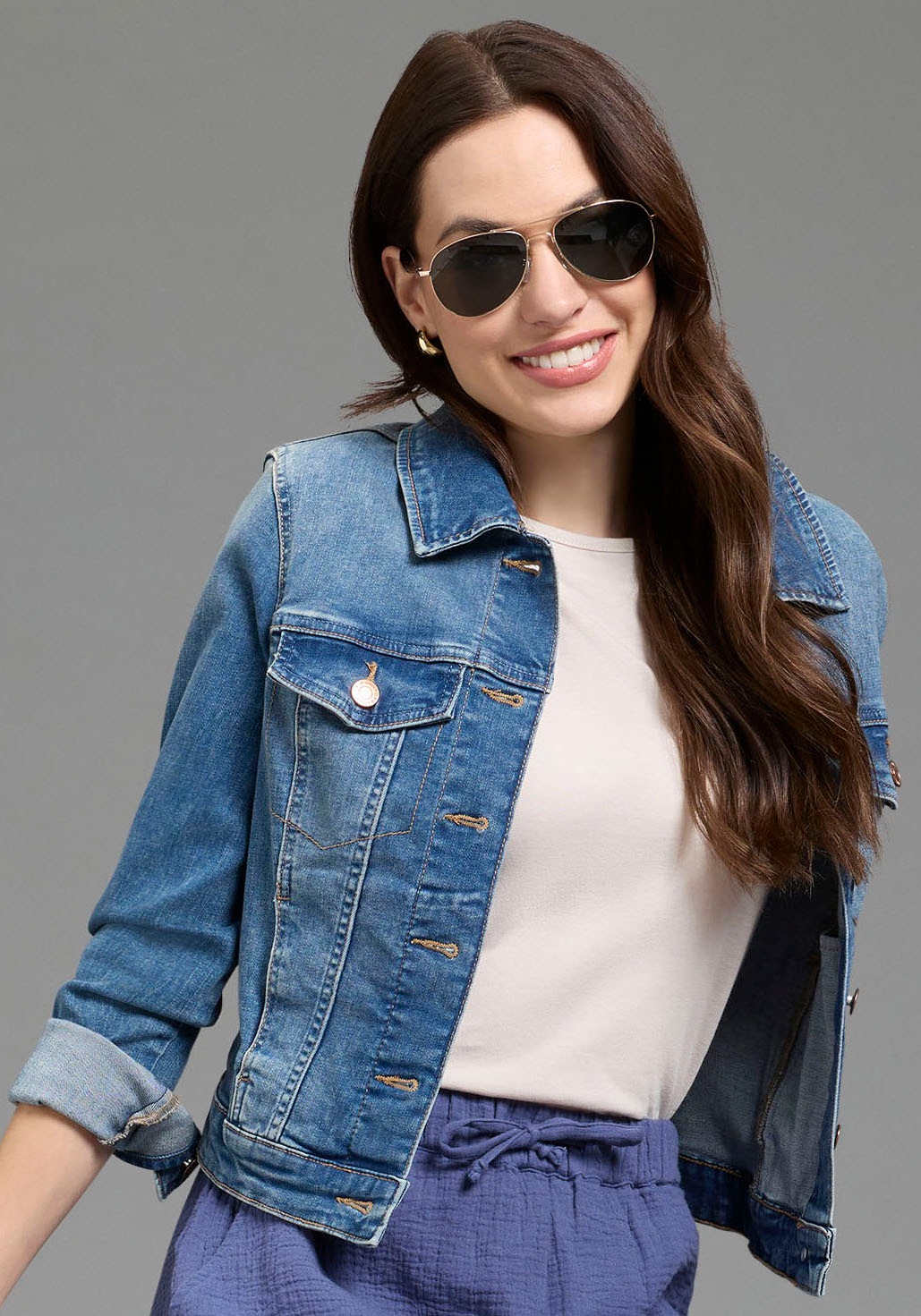 DELMAO Lunettes de soleil im neuen Piloten-Look mit matt-grauem Rahmen - NEW