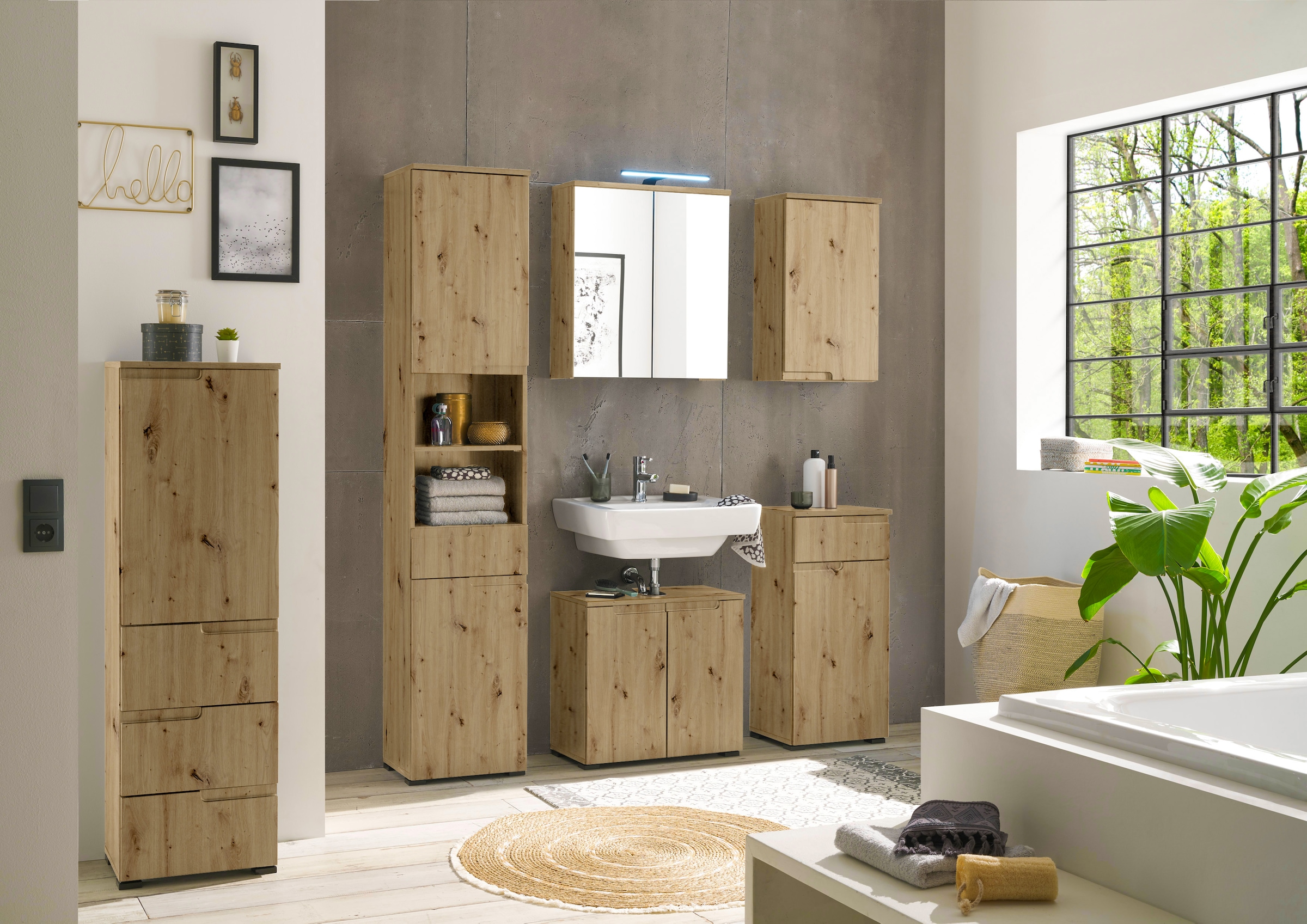BASIC by Balculina Armoire sous lavabo »Spice, Badezimmerschrank BxTxH 60x57x32 cm« 1 cuis tlg. largeur 60 cm, poignées creuses,