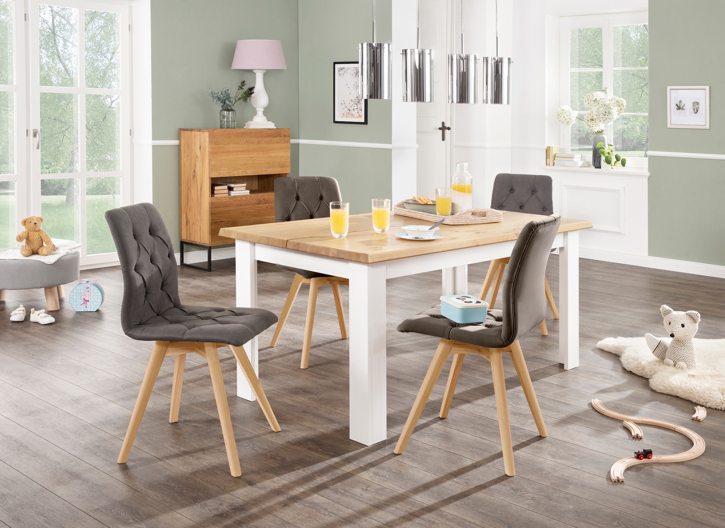 GOODproduct Chaise de salle à manger »Rania« (Set) 2 cuisim 2er/4er/6er Set, Massivholzbeinen