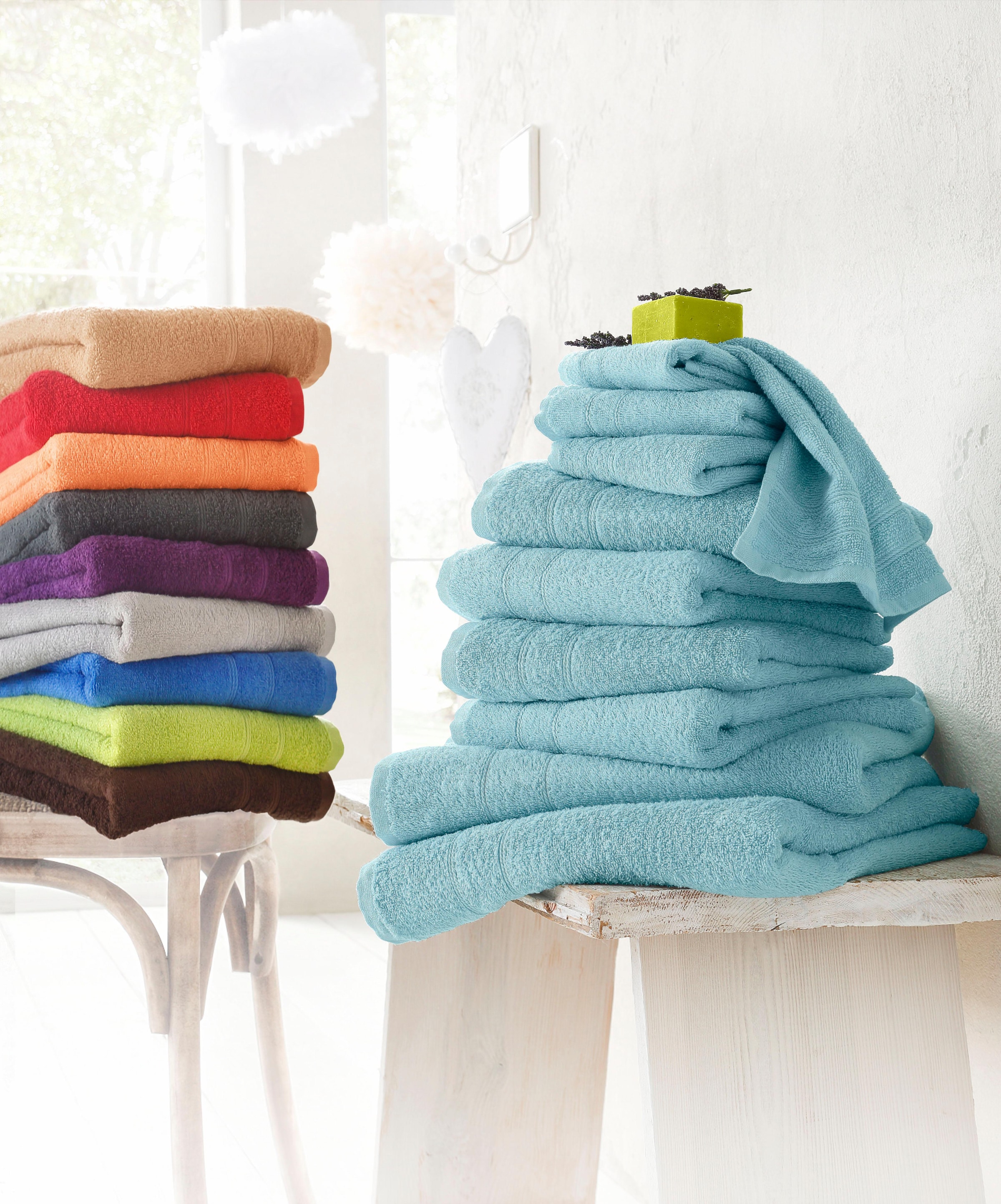 my home Handtuch Set aus Walkfrottee, tlg., »Inga«, 10 kaufen feiner Baumwolle Handtücher günstig 100% Handtuchset Set, Bordüre, mit