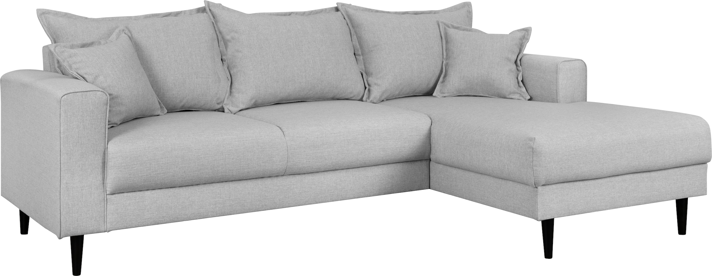 Home affaire Ecksofa »VEYRAS L-Form, hoher Sitzkomfort, Masse B/T/H: 230/150/76 cm« mit Wellenunterfederung, incl. Rückenkissen und Zierkissen