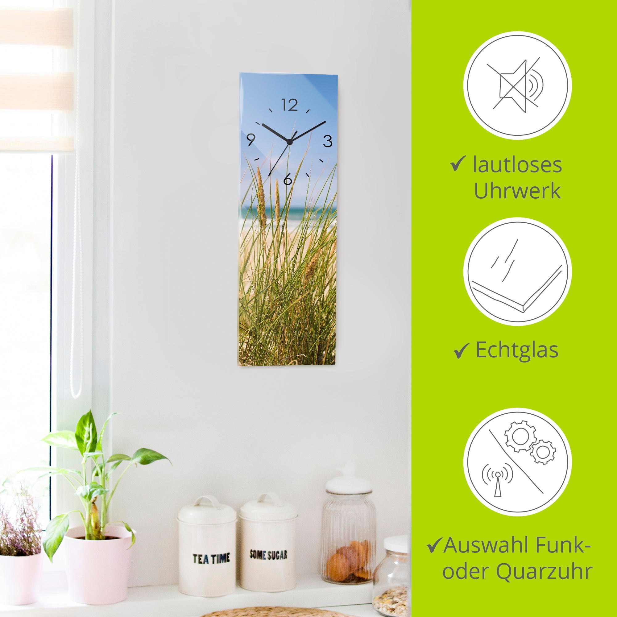 Artland Horloge murale »Dünengras« wahlweise mit Quarz- oder Funkuhrwerk, lautlos ohne Tickgeräusche