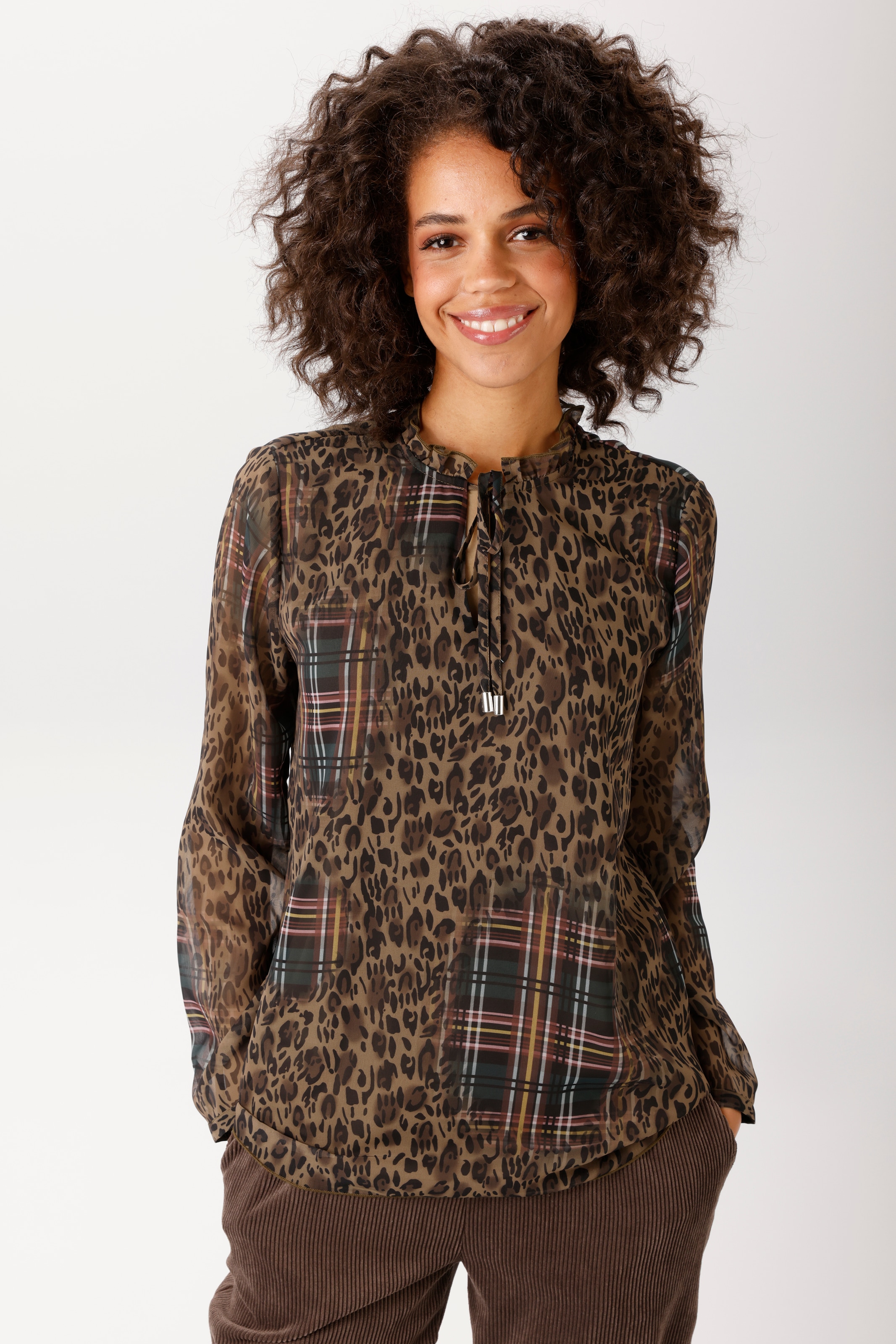 Image of Aniston CASUAL Schlupfbluse im Leodruck mit farbenfrohen Karos - NEUE KOLLEKTION