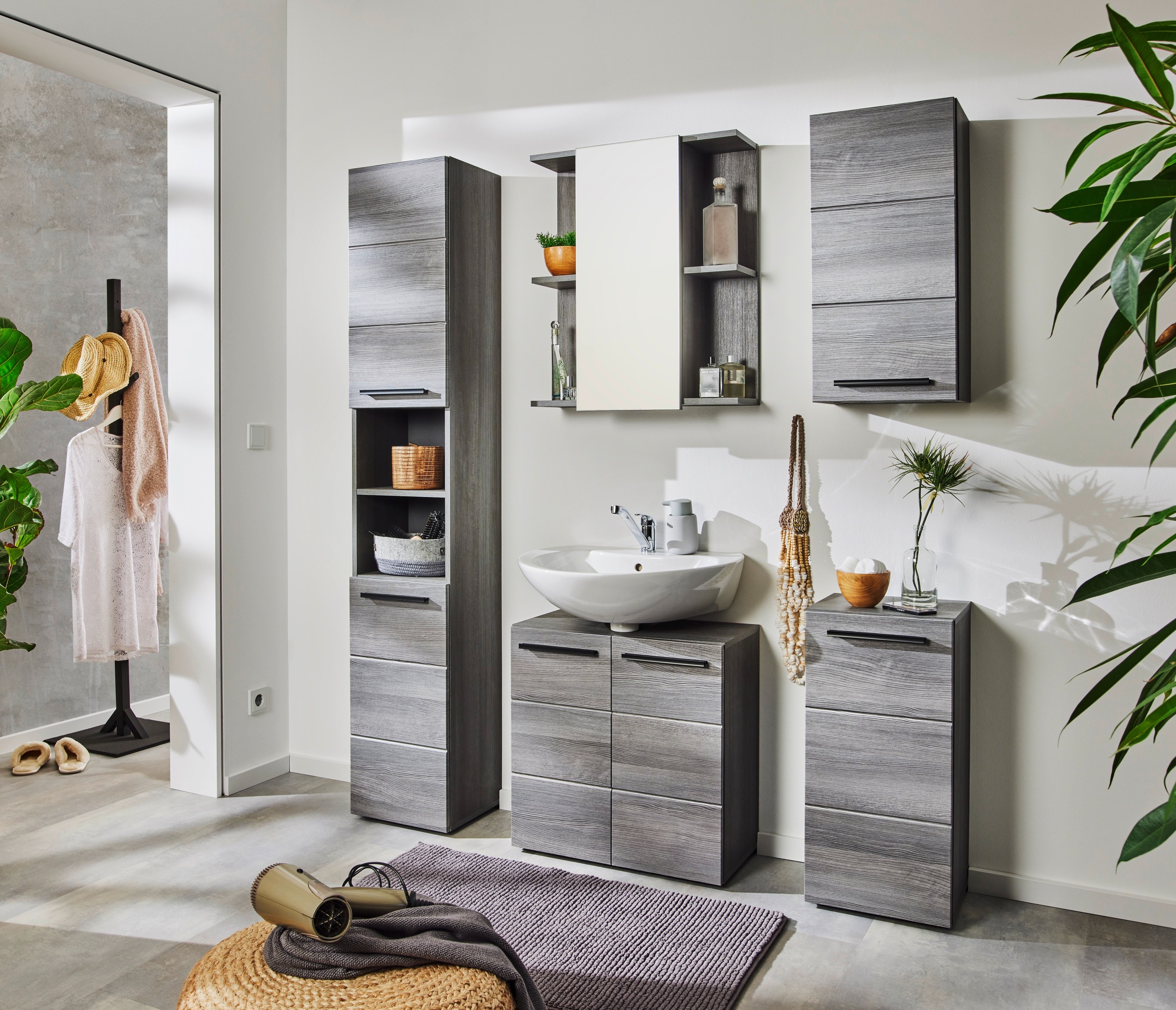 BASIC by Balculina Armoire suspendue »Silver, Badezimmerschrank BxHxT 34x70x23« 1 cuis tlg. largeur 34 cm, porte montable à gauche/droite, FSC-Mix 70%