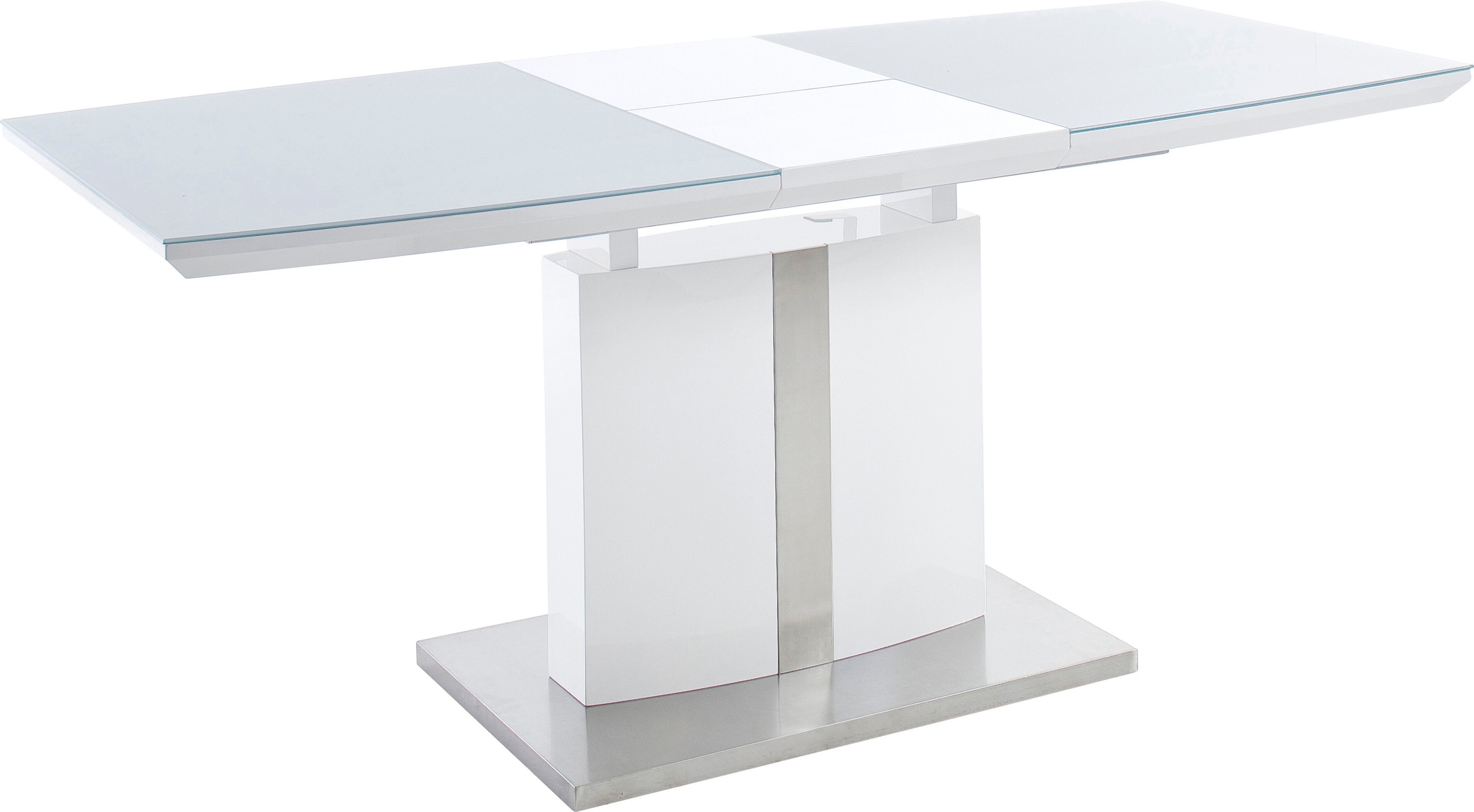 MCA furniture Esstisch »Najuma, TOPSELLER!«, (Tisch, Esstisch), Bootsform weiss mit Synchronauszug, Sicherheitsglas