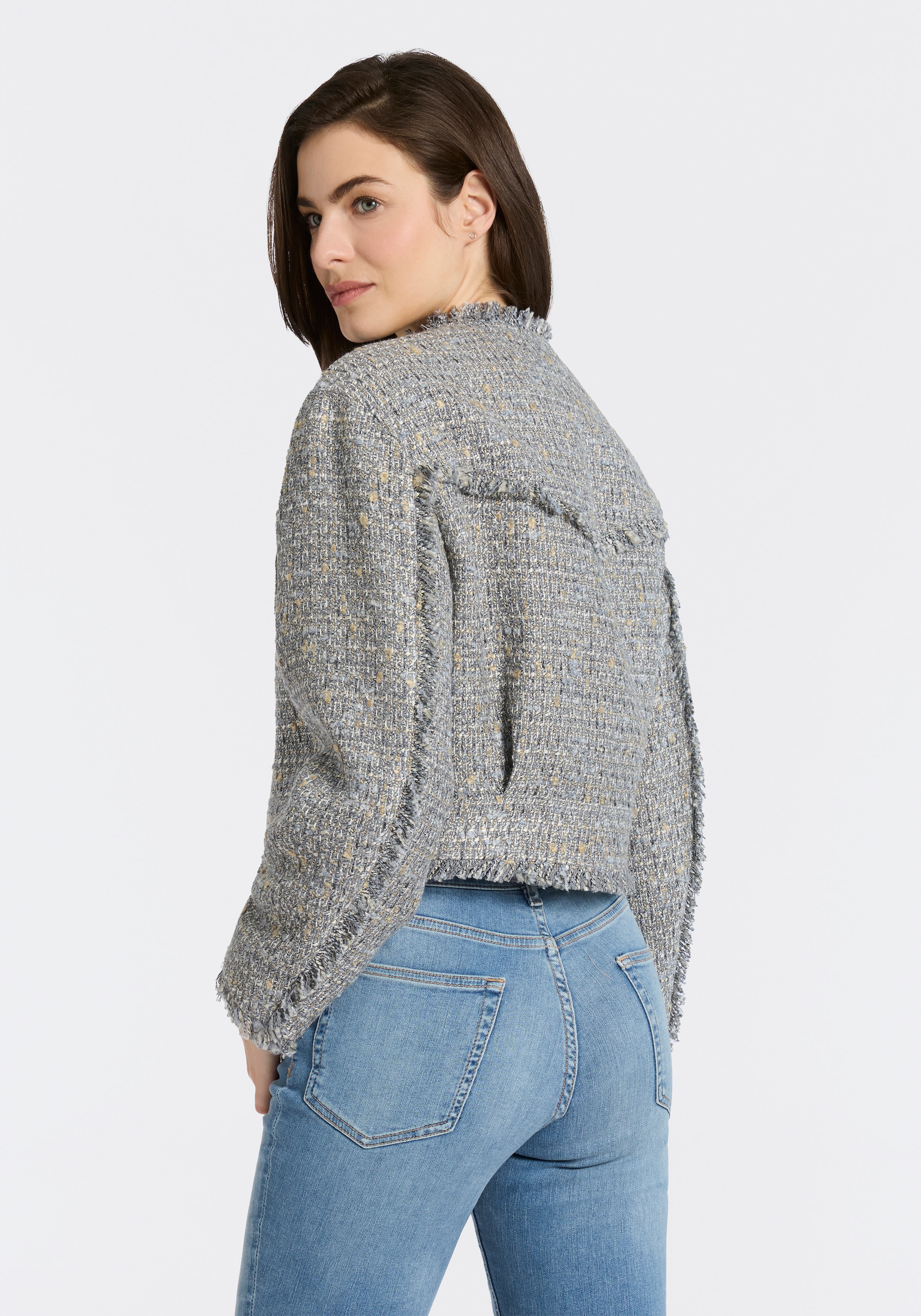 BOSS ORANGE Blazer court »Jawelli Premium Damenmode« mit Fransen-Details