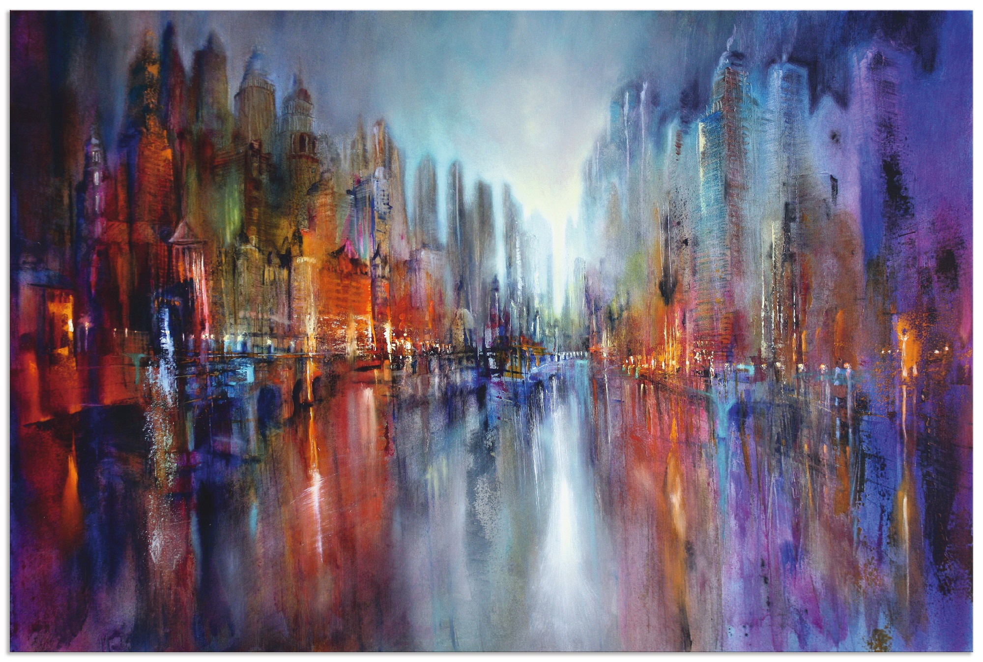 Image of Artland Wandbild »Stadt am Fluss«, Brücken, (1 St.), in vielen Grössen & Produktarten - Alubild / Outdoorbild für den Aussenbereich, Leinwandbild, Poster, Wandaufkleber / Wandtattoo auch für Badezimmer geeignet bei Ackermann Versand Schweiz