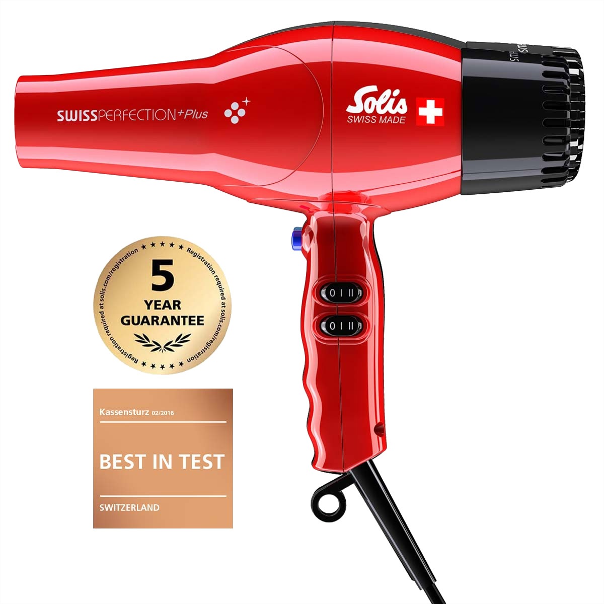 SOLIS OF SWITZERLAND Haartrockner »Solis Haarföhn Swiss Perfection 443, rot«