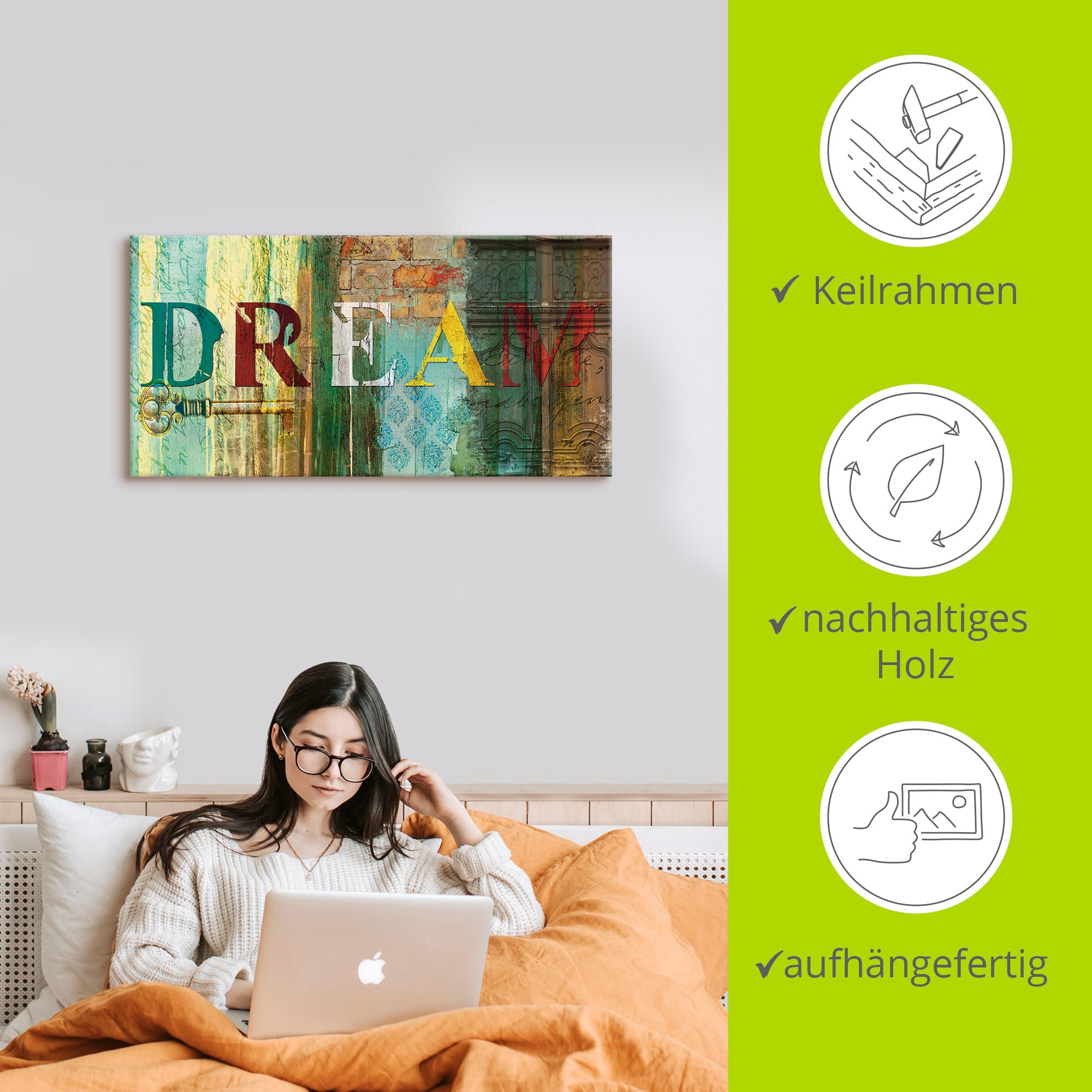 Artland Wandbild »Traum«, Sprüche & Texte, (1 St.), als Leinwandbild, Poster, Wandaufkleber in verschied. Grössen
