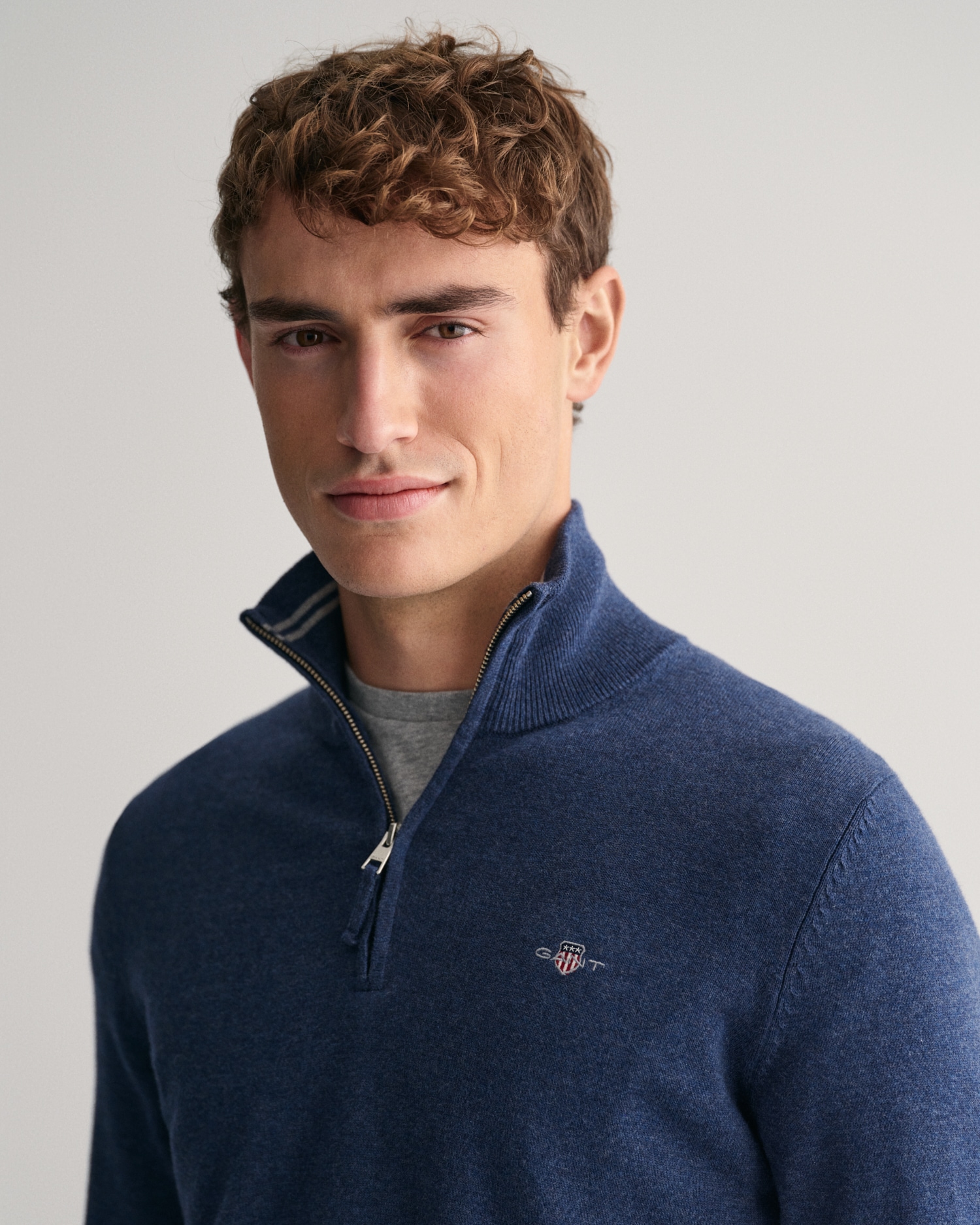 Gant Troyer »CLASSIC COTTON HALF ZIP« mit gerippten Details