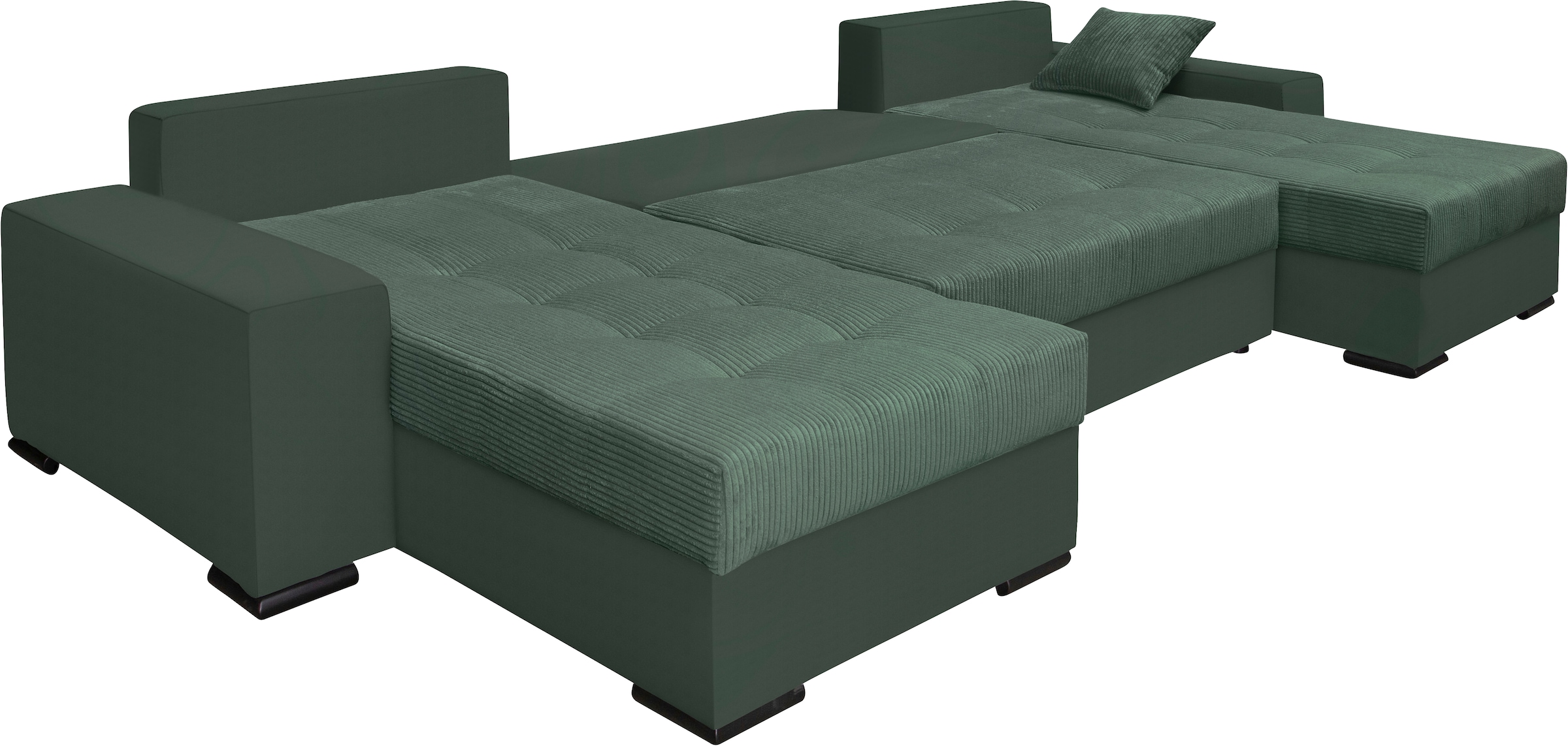 COLLECTION AB Wohnlandschaft »XL-Josy U-Form, Breite 313 cm, Cord-/Mix«, inkl. Bettfunktion, Bettkasten, mit 4 gleich grossen Rückenkissen