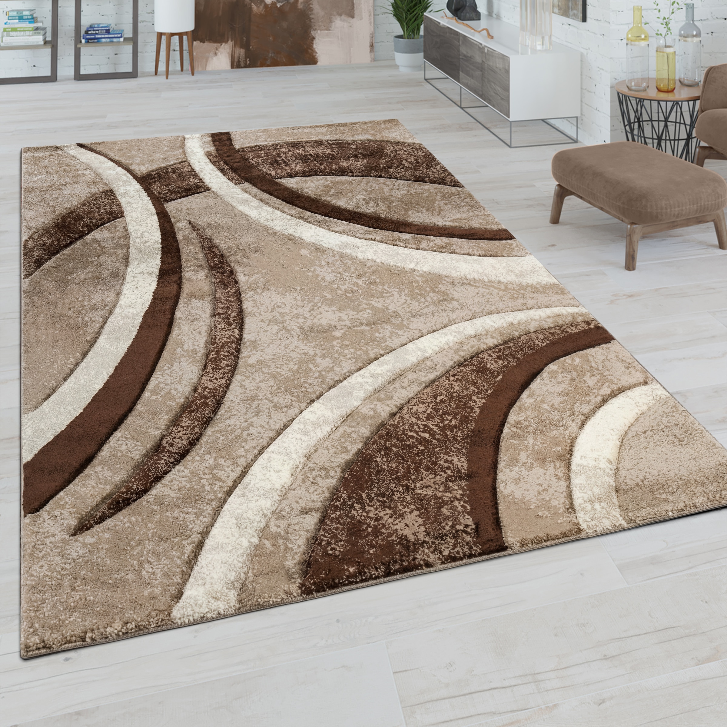 Paco Home Tapis »Brillance 758« Rectangulaire 14 mm Höhe poils courts, design géométrique moderne, aussi en coureur
