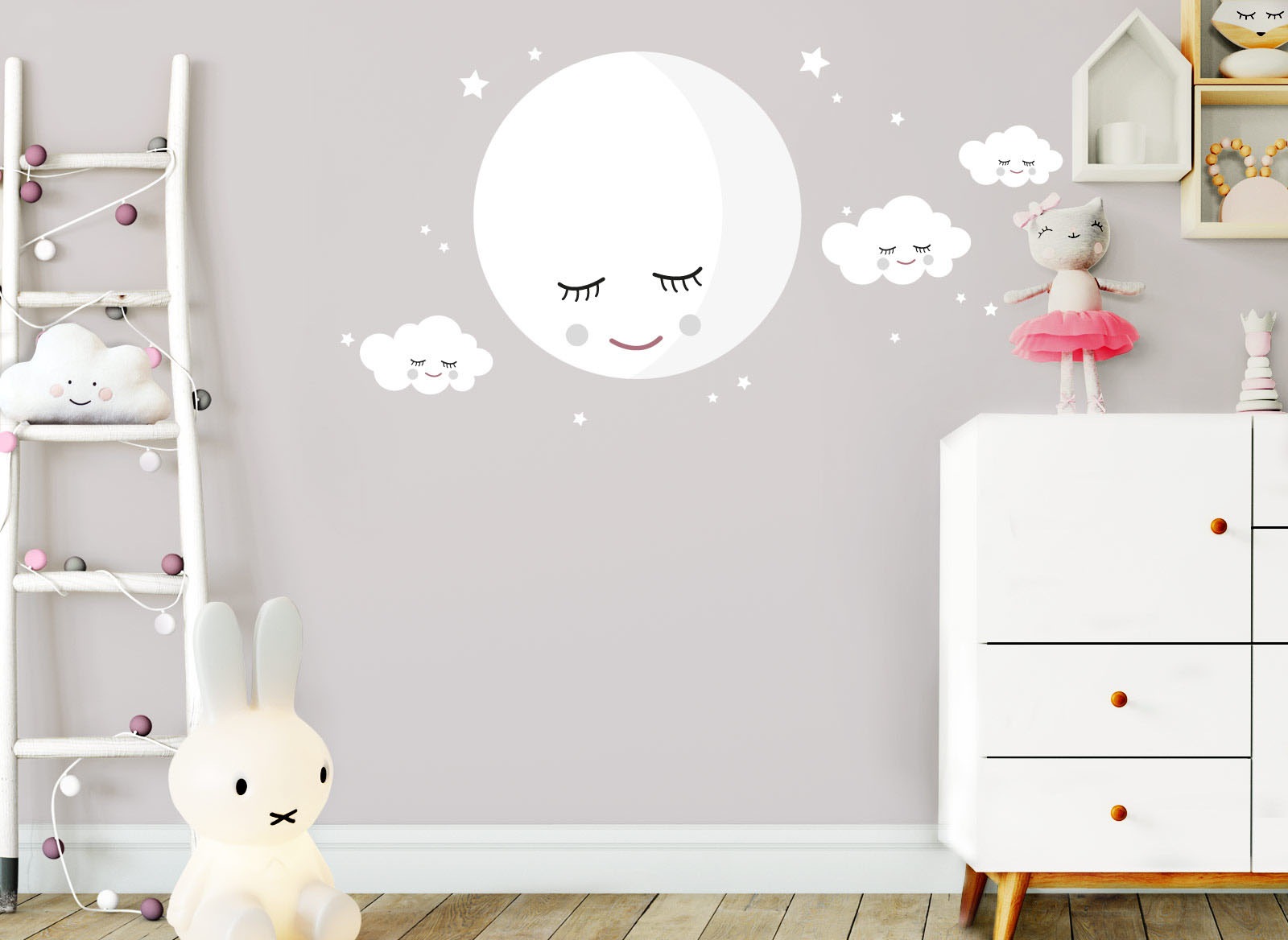 Image of little DECO Wandtattoo »Little Deco Wandtattoo Wolken & Mond Weiss« bei Ackermann Versand Schweiz