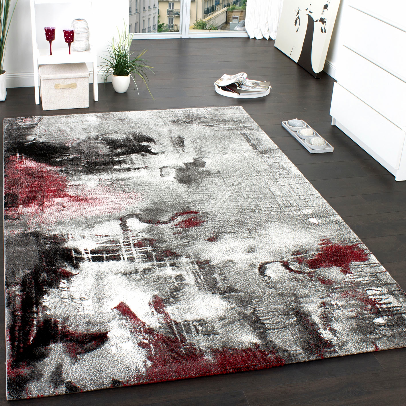 Paco Home Teppich »Canvas 754«, rechteckig, 16 mm Höhe, Kurzflor, modernes Design, mit Arizona Leinwand Optik