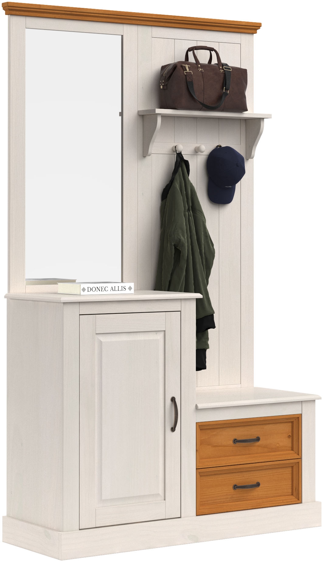 Home affaire Garderobenschrank »Selma«, Kompaktgarderobe, mit Spiegel, Haken und Hutablage, Breite 110 cm