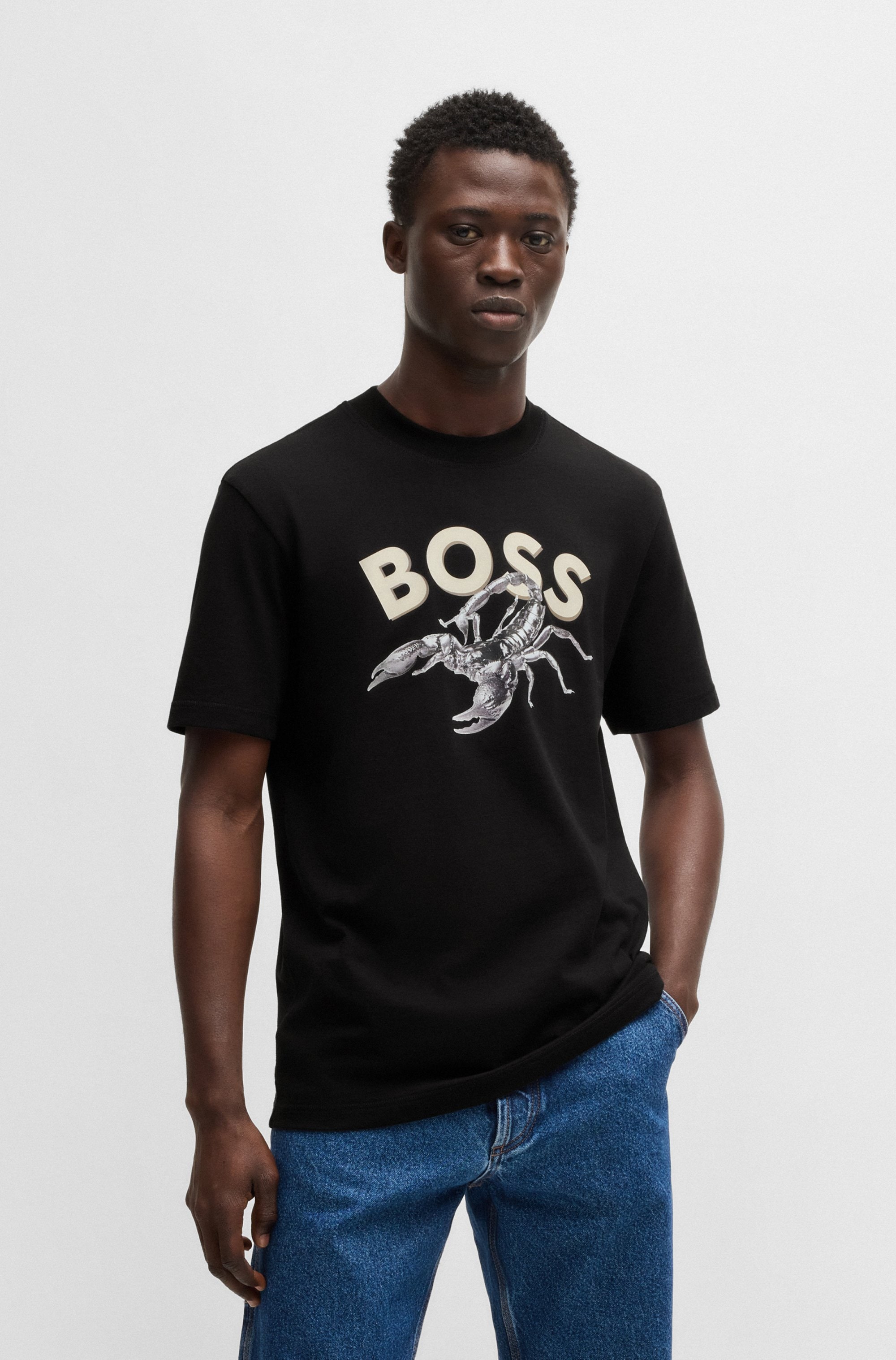 Image of BOSS ORANGE T-Shirt "Te Bossfish" Rundhalsausschnitt, Regular Fit, grosser Druck