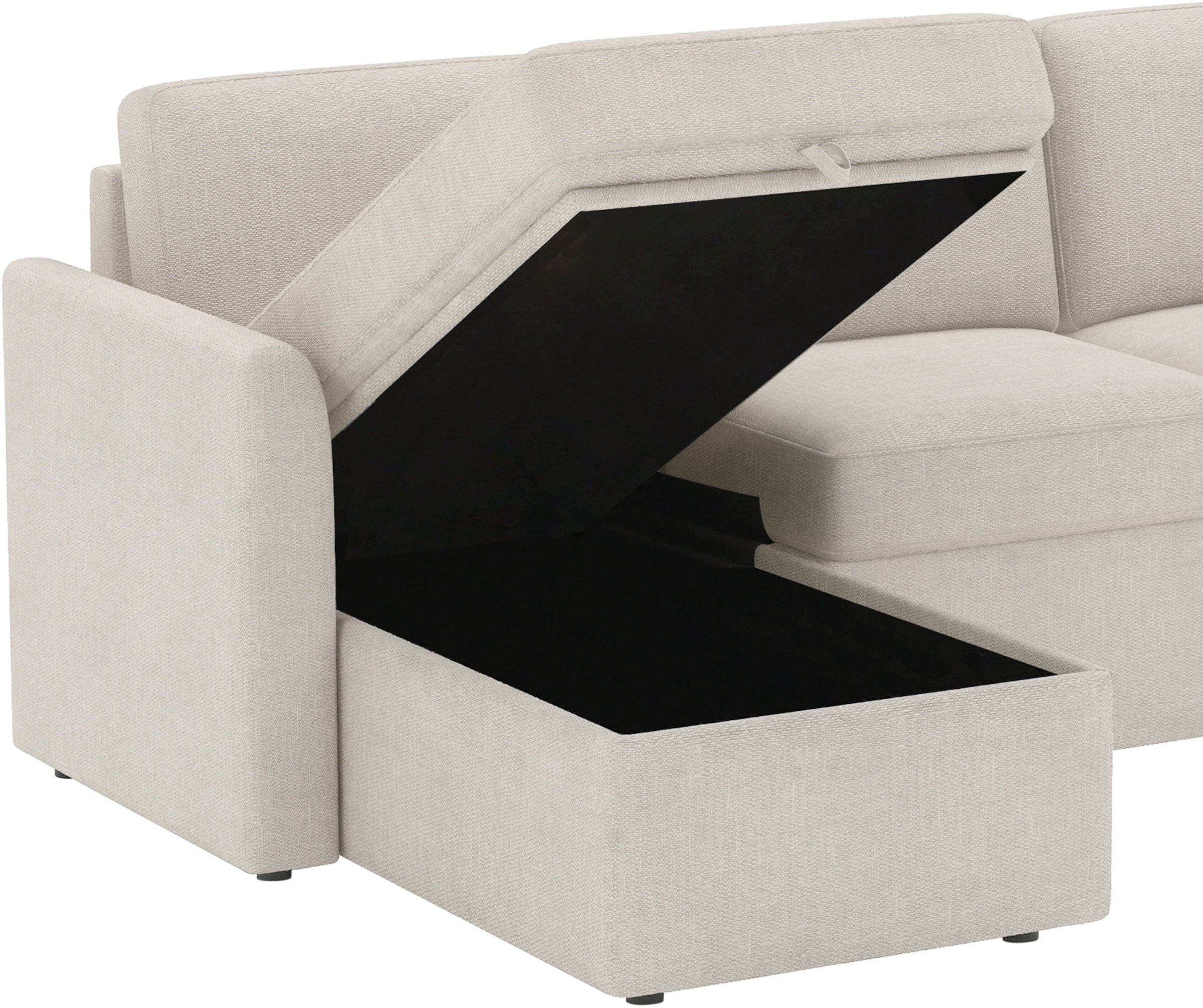 Dorel Home Ecksofa »NORDHUS, L-Form, 200 cm, Recamiere rechts/links montierbar« grosser Stauraum, softer Cord und feiner Webstoff-Bezug