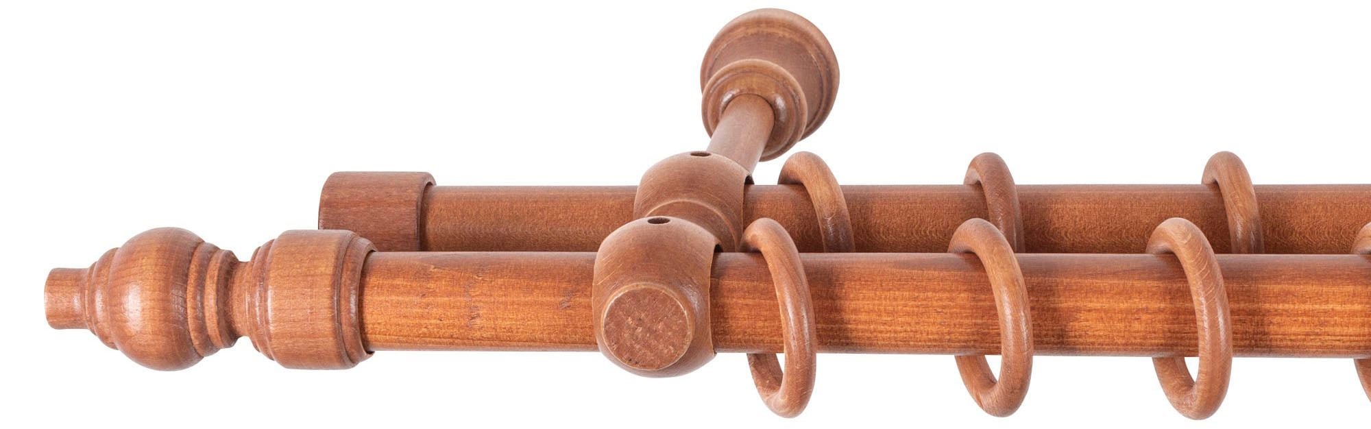 SN DECO GROUP Gardinenstange »Filigrano«, 2 läufig-läufig, Fixmass, 28 mm, Holz, verschiedene Längen und Farben, Komplettset