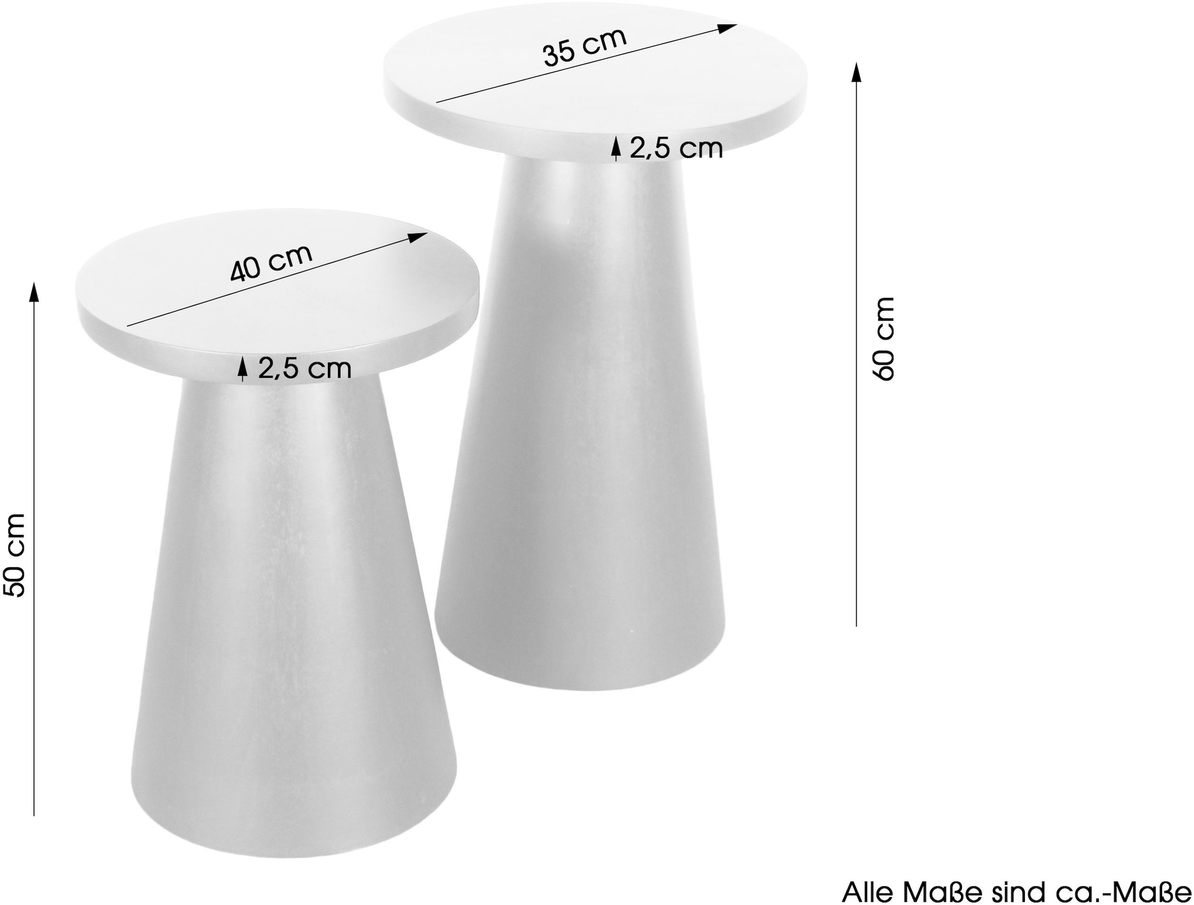 byLIVING Beistelltisch »Cone«, (Set), aus Massivholz in schwarz oder white wash, verschiedenen Grössen