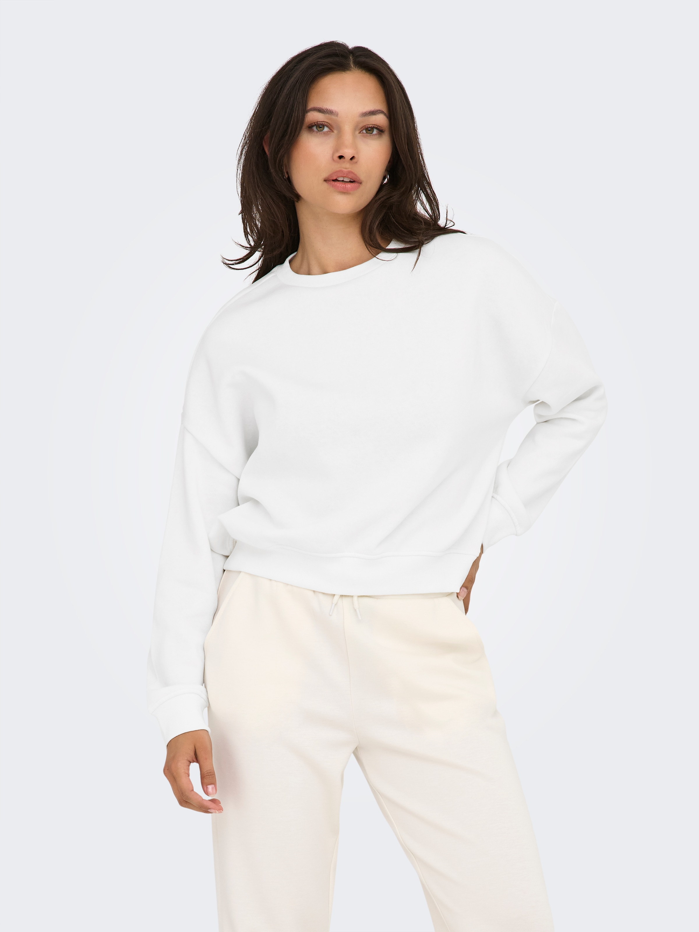 ONLY Sweat-shirt »ONLSWEAT L/S CREW OVERSIZE SWT«, mélange de coton, coupe ample, col rond
