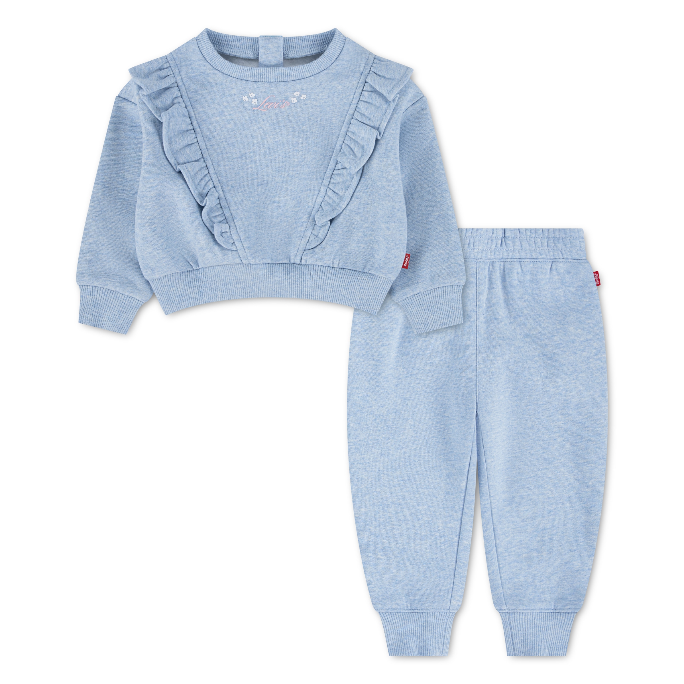 Image of Levis Kids Sweatshirt "LVG RUFFLED CREW W JOGGER", 2 & Joggpants/ Jogginganzug mit Rüschenbesatz - for Girls